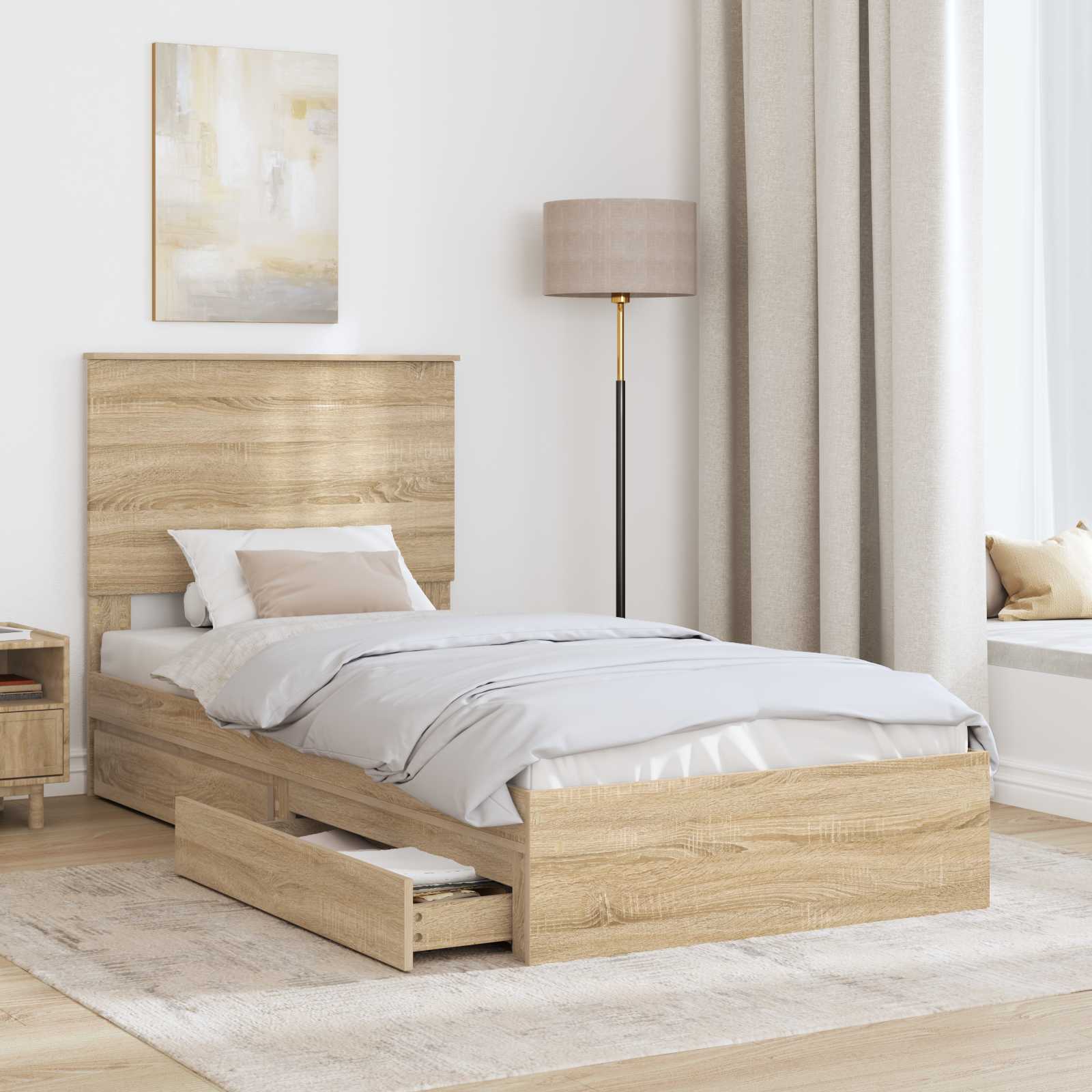 Krevet s od storage Sonoma hrast 100 x 200 cm Konstruirano drvo