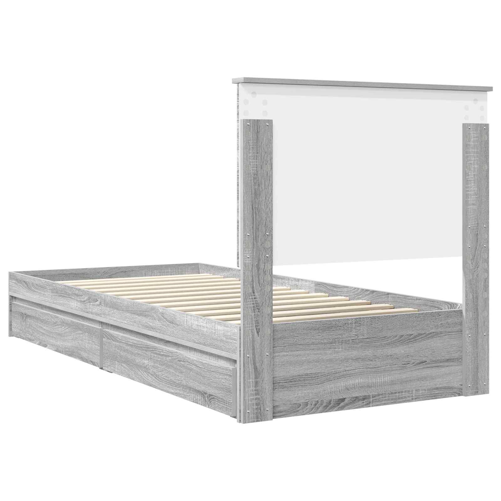 Krevet s od storage Siva Sonoma 100 x 200 cm Konstruirano drvo