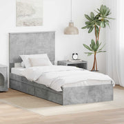 Krevet s od storage Betonski sivi 90 x 190 cm Konstruirano drvo