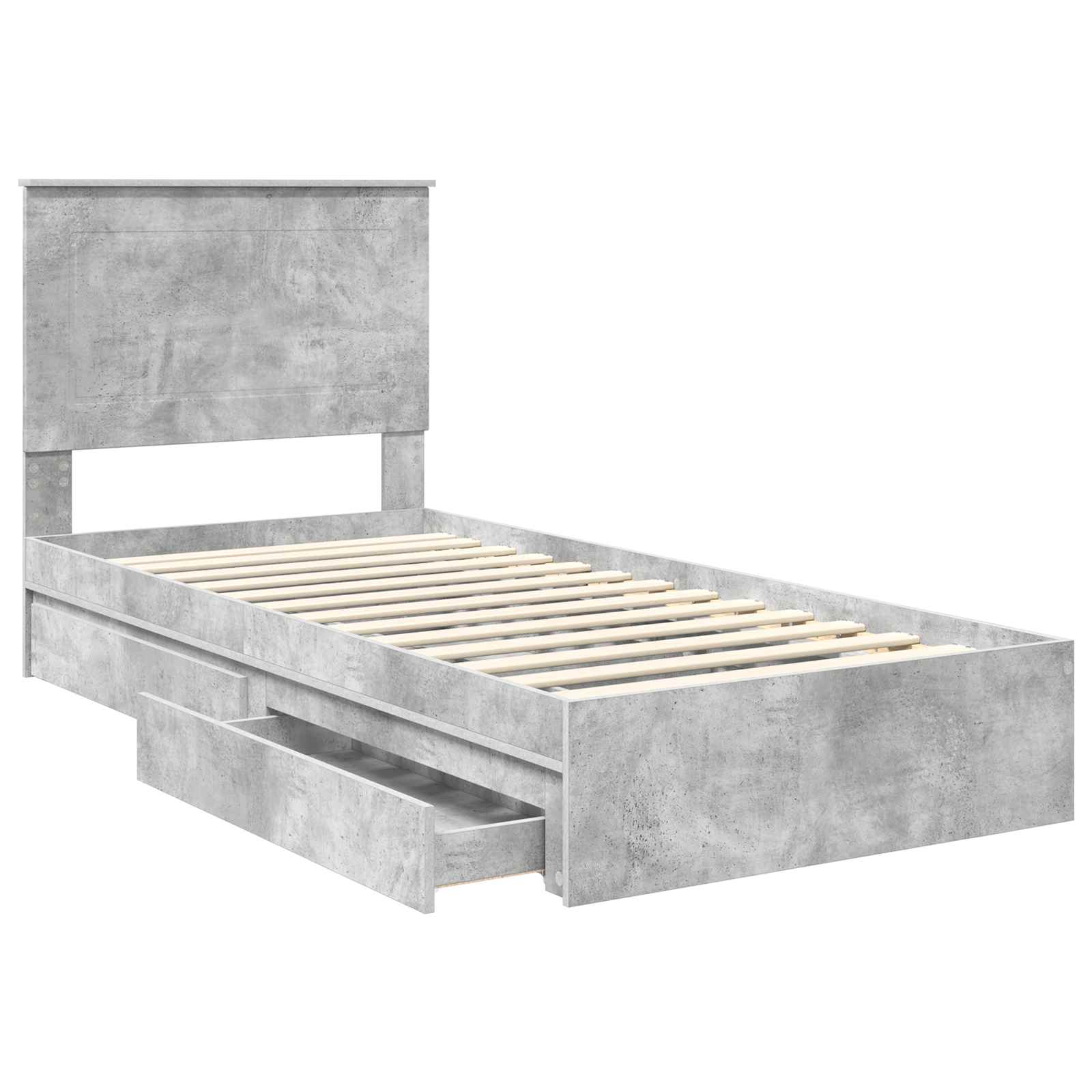 Krevet s od storage Betonski sivi 90 x 190 cm Konstruirano drvo