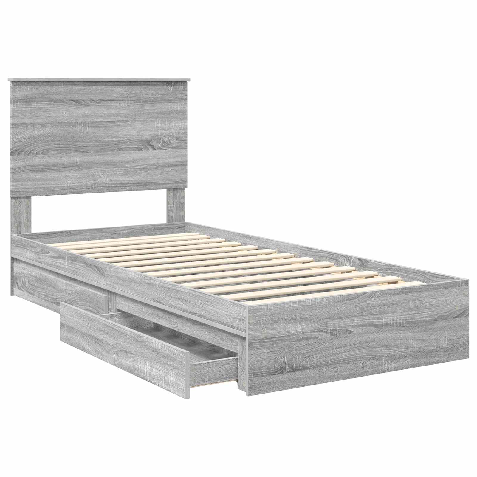 Krevet s od storage Siva Sonoma 90 x 200 cm Konstruirano drvo