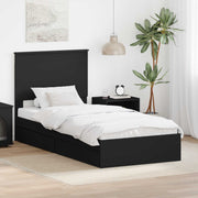 Krevet s od storage Crna 75 x 190 cm Konstruirano drvo