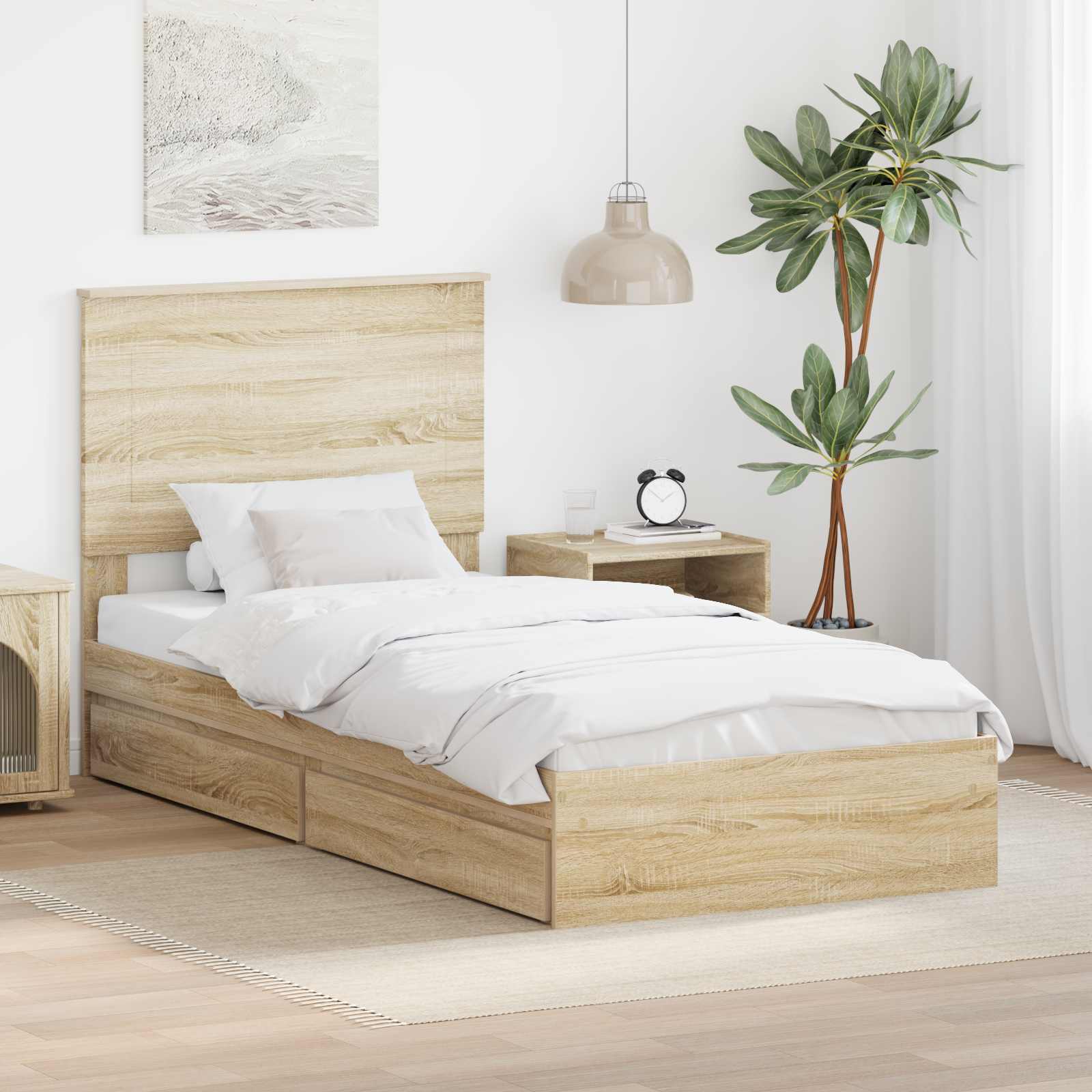 Krevet s od storage Sonoma hrast 75 x 190 cm Konstruirano drvo