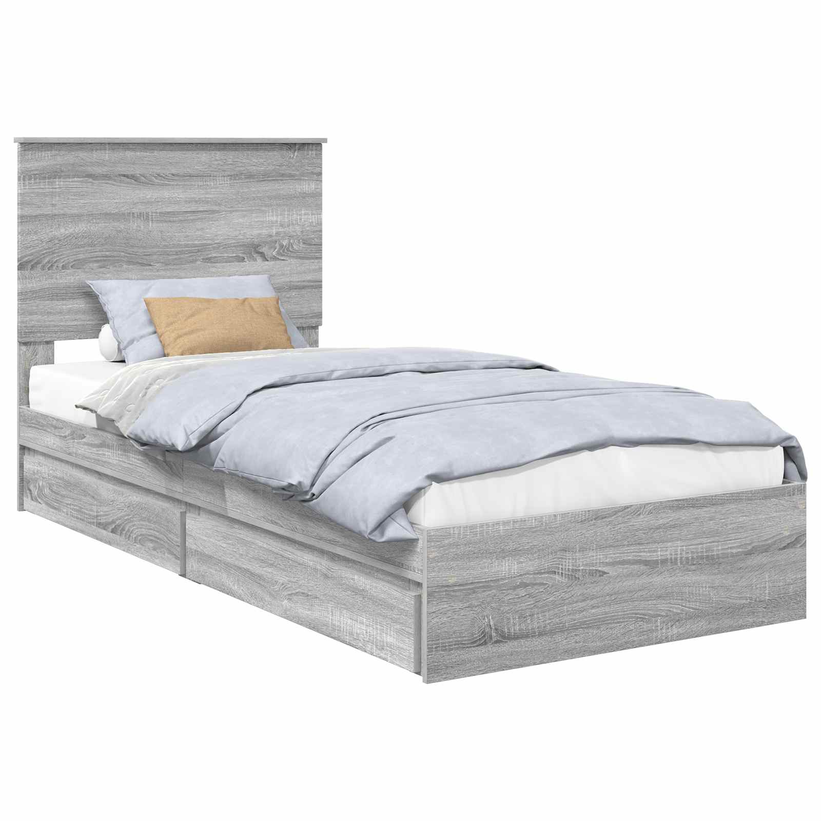Krevet s od storage Siva Sonoma 75 x 190 cm Konstruirano drvo