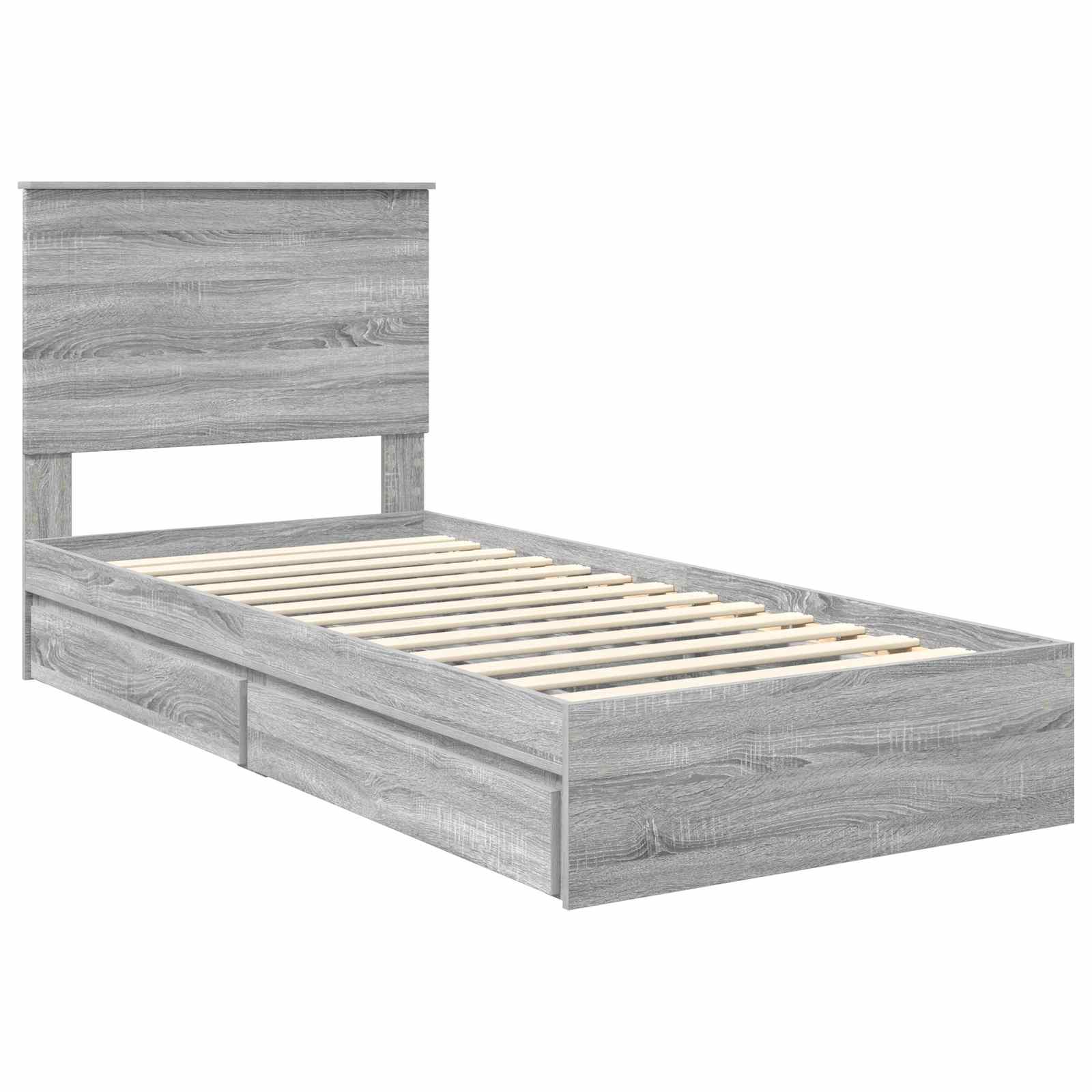 Krevet s od storage Siva Sonoma 75 x 190 cm Konstruirano drvo