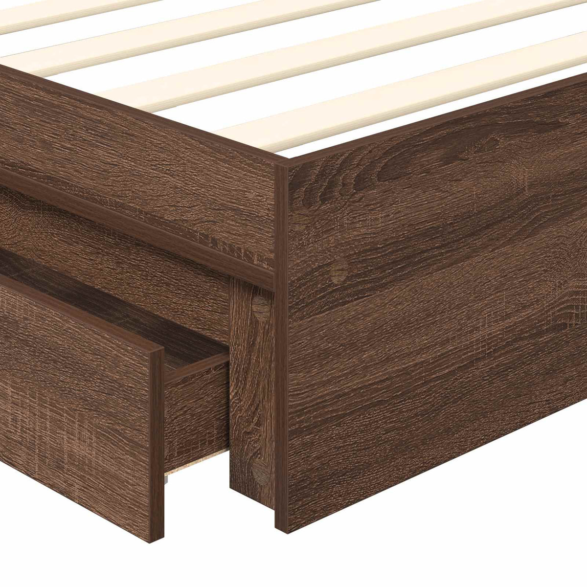 Krevet s od storage Smeđi hrast 75 x 190 cm Konstruirano drvo
