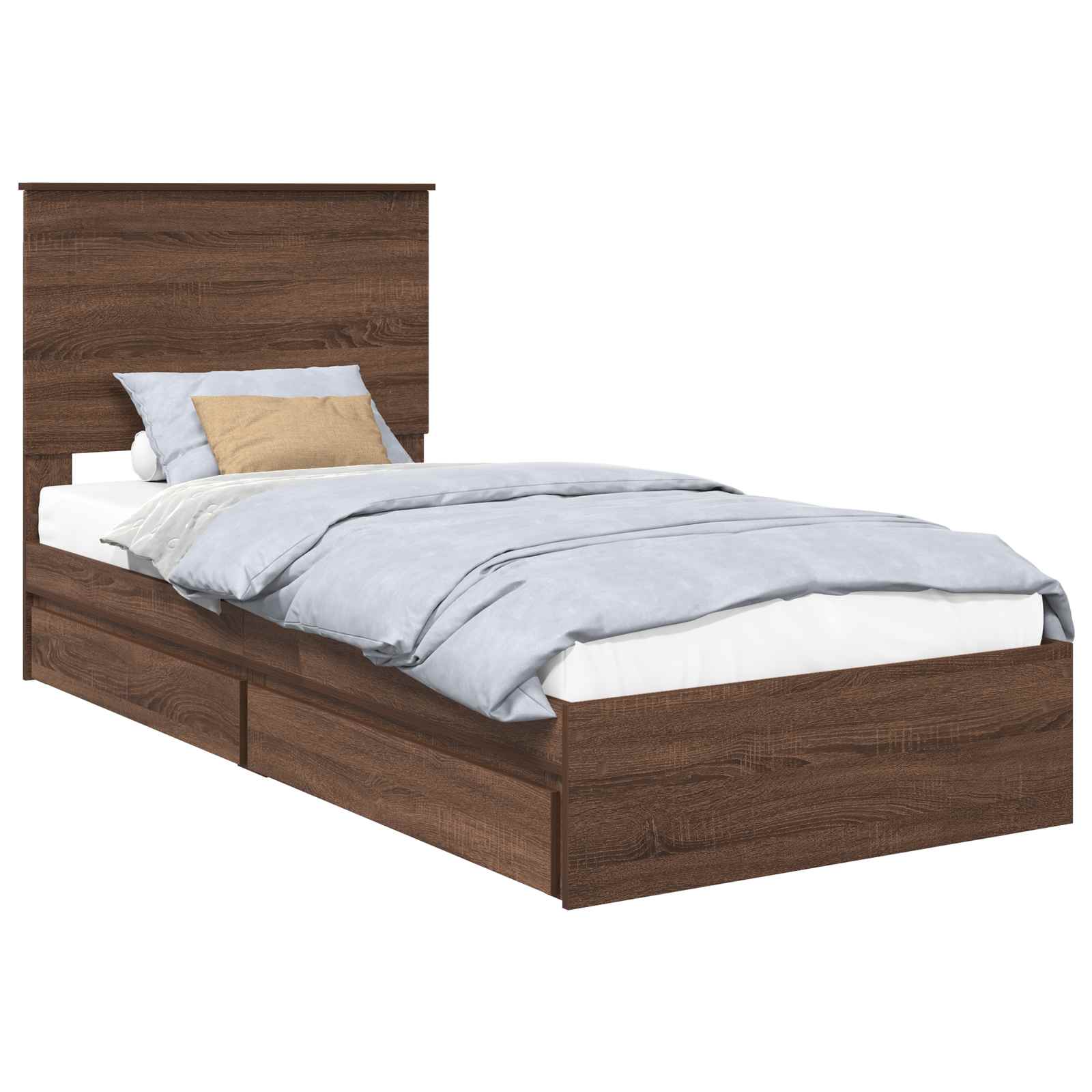 Krevet s od storage Smeđi hrast 75 x 190 cm Konstruirano drvo