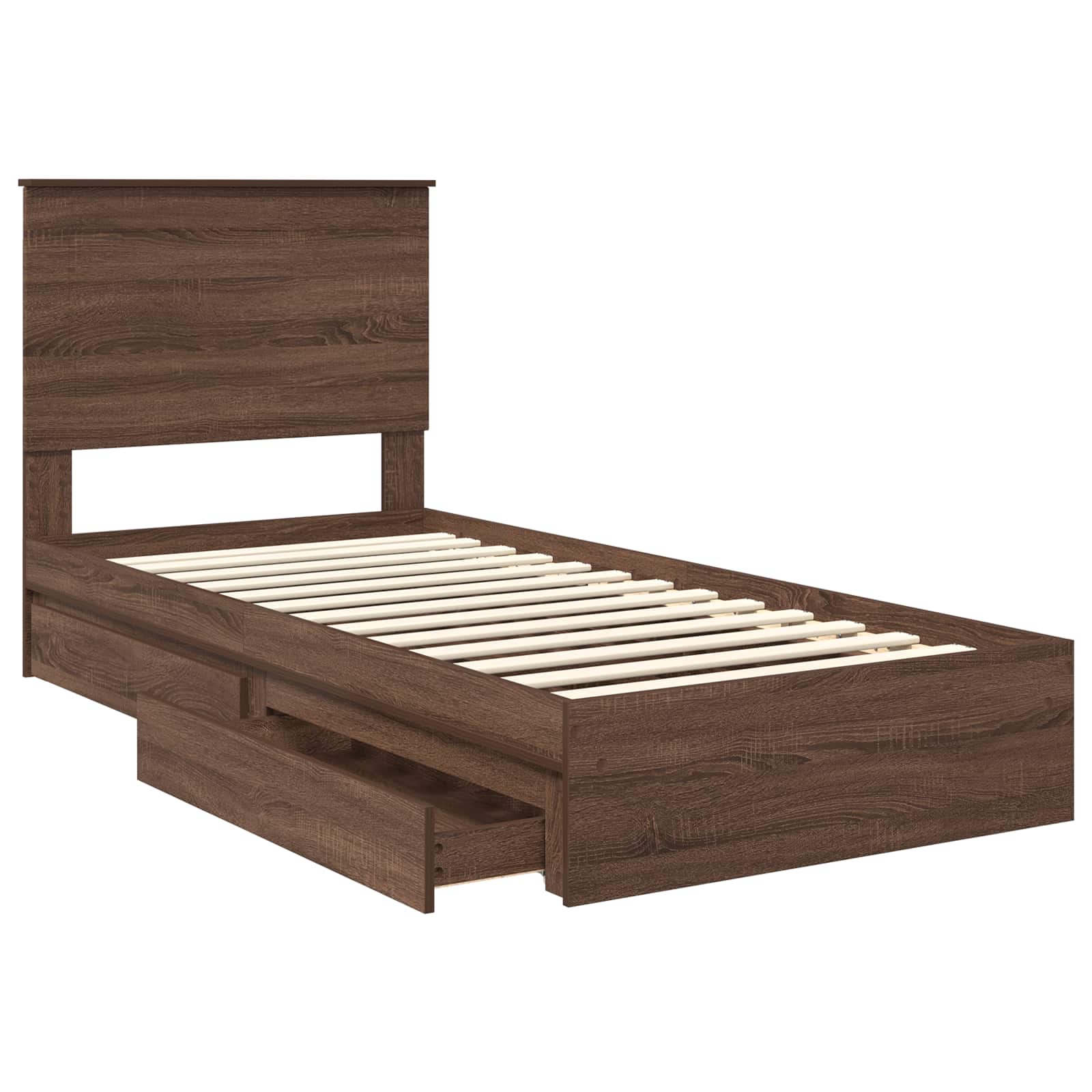 Krevet s od storage Smeđi hrast 75 x 190 cm Konstruirano drvo
