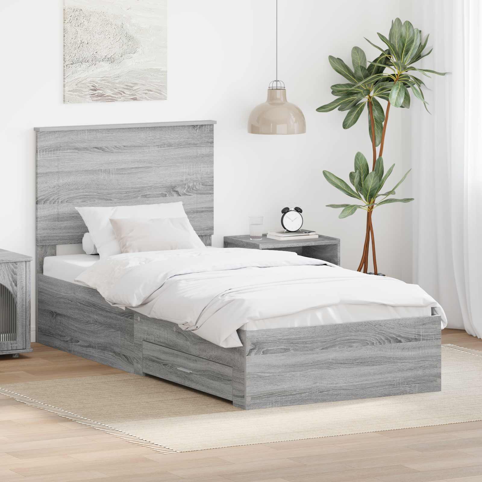 Krevetna konstrukcija Siva Sonoma 90 x 190 cm Konstruirano drvo