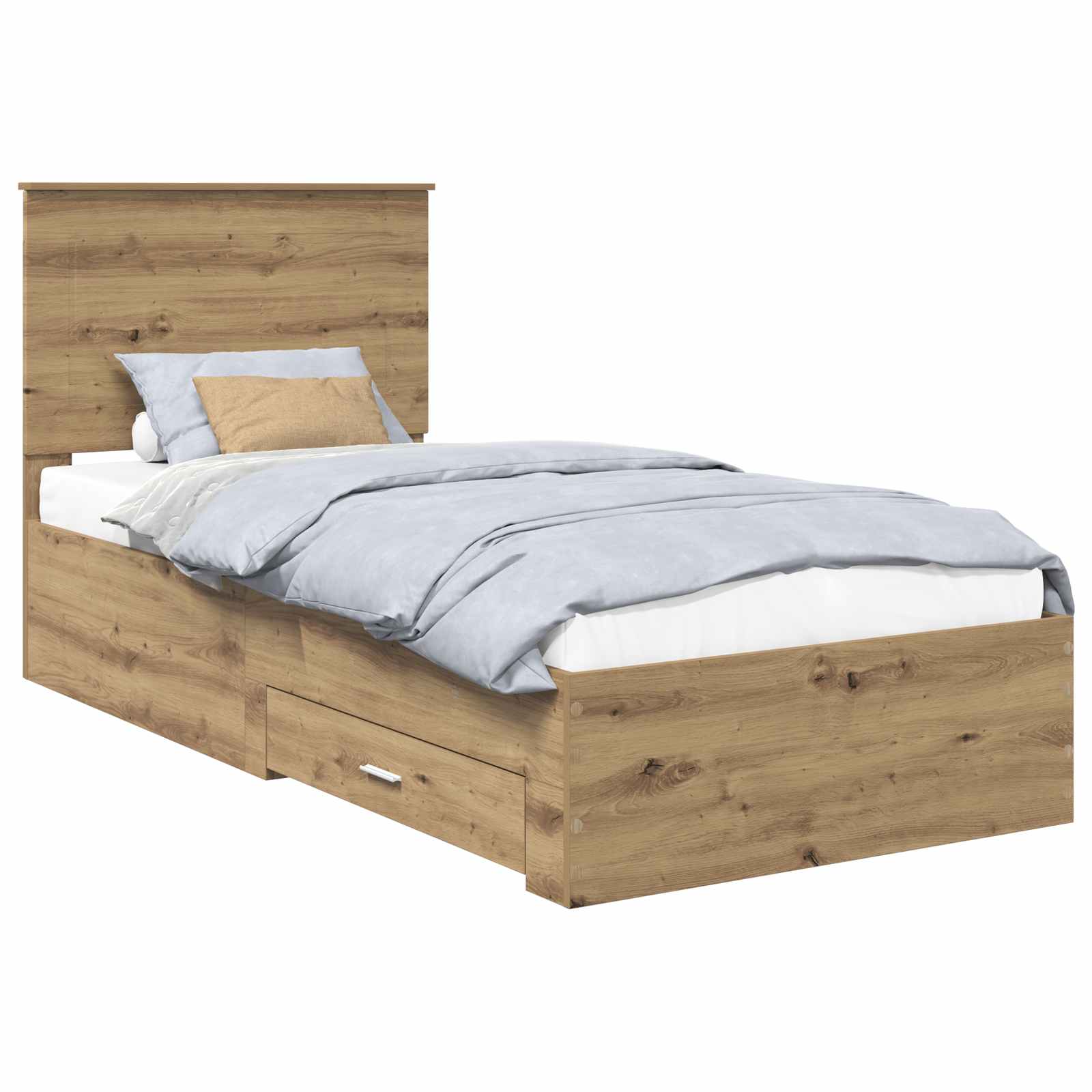 Krevetna konstrukcija s uzglavljem Umjetnički hrast 90 x 190 cm