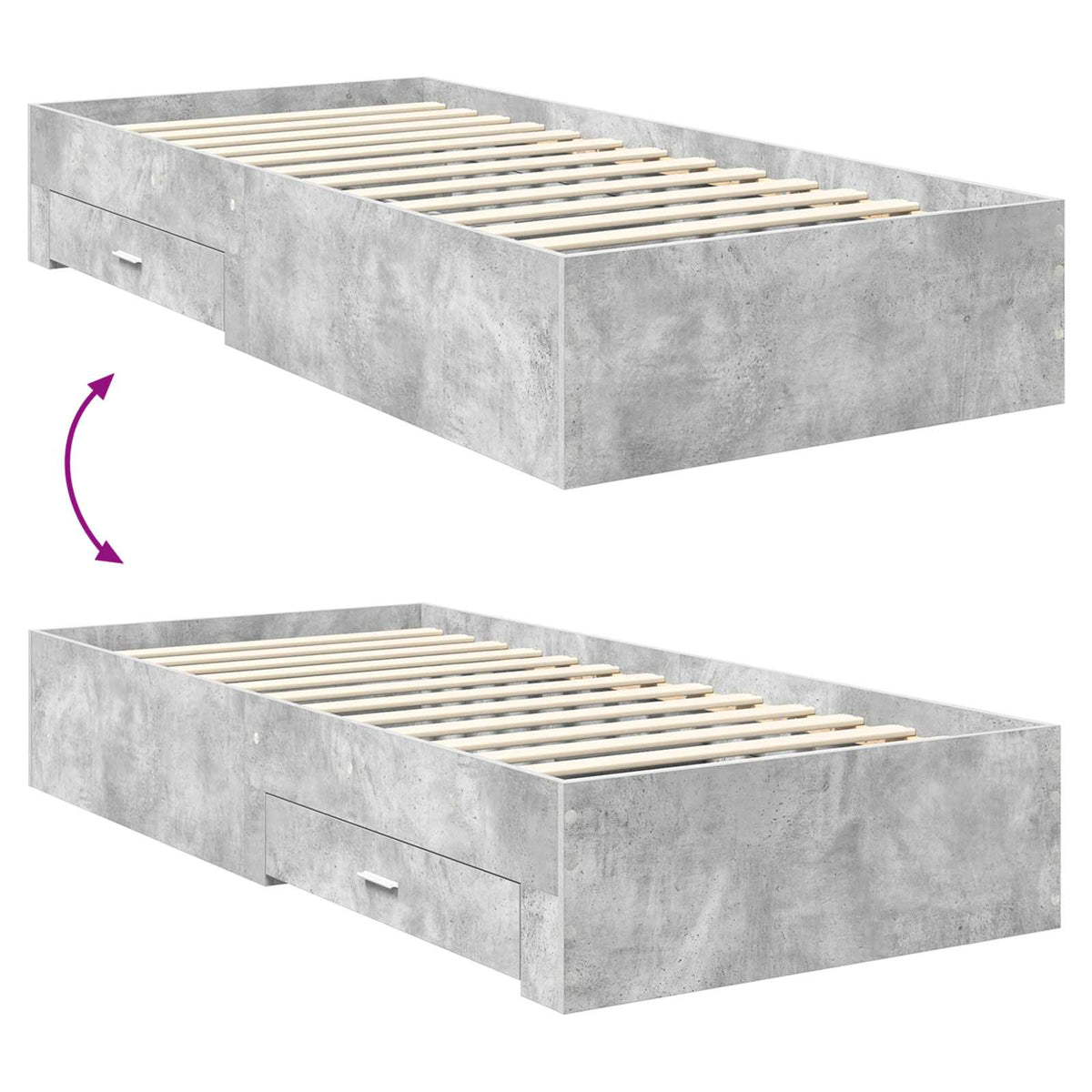 Krevetna konstrukcija s uzglavljem Betonski sivi 90 x 200 cm