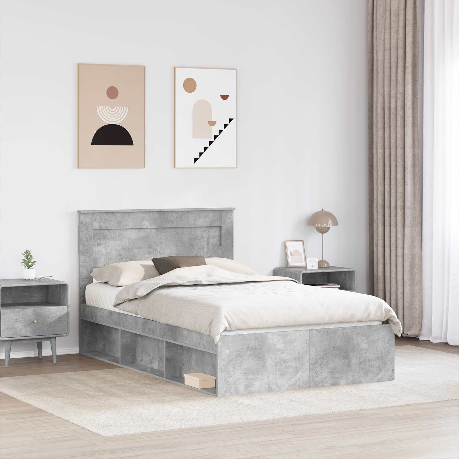 Krevetna konstrukcija Beton 120 x 200 cm Čvrsto borovo drvo