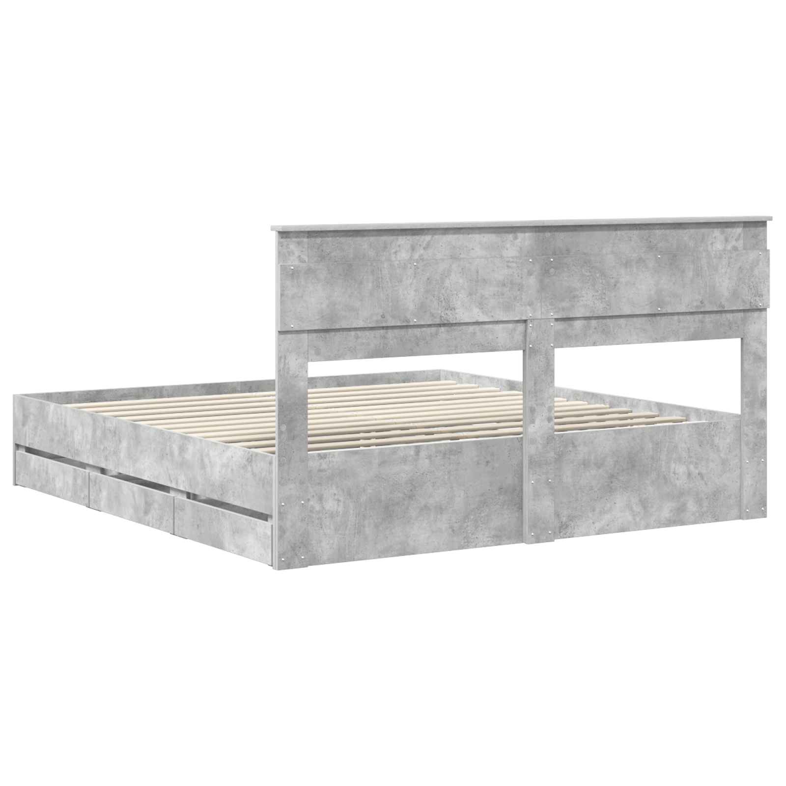 Krevetna konstrukcija s ladicama Betonski sivi 200 x 200 cm