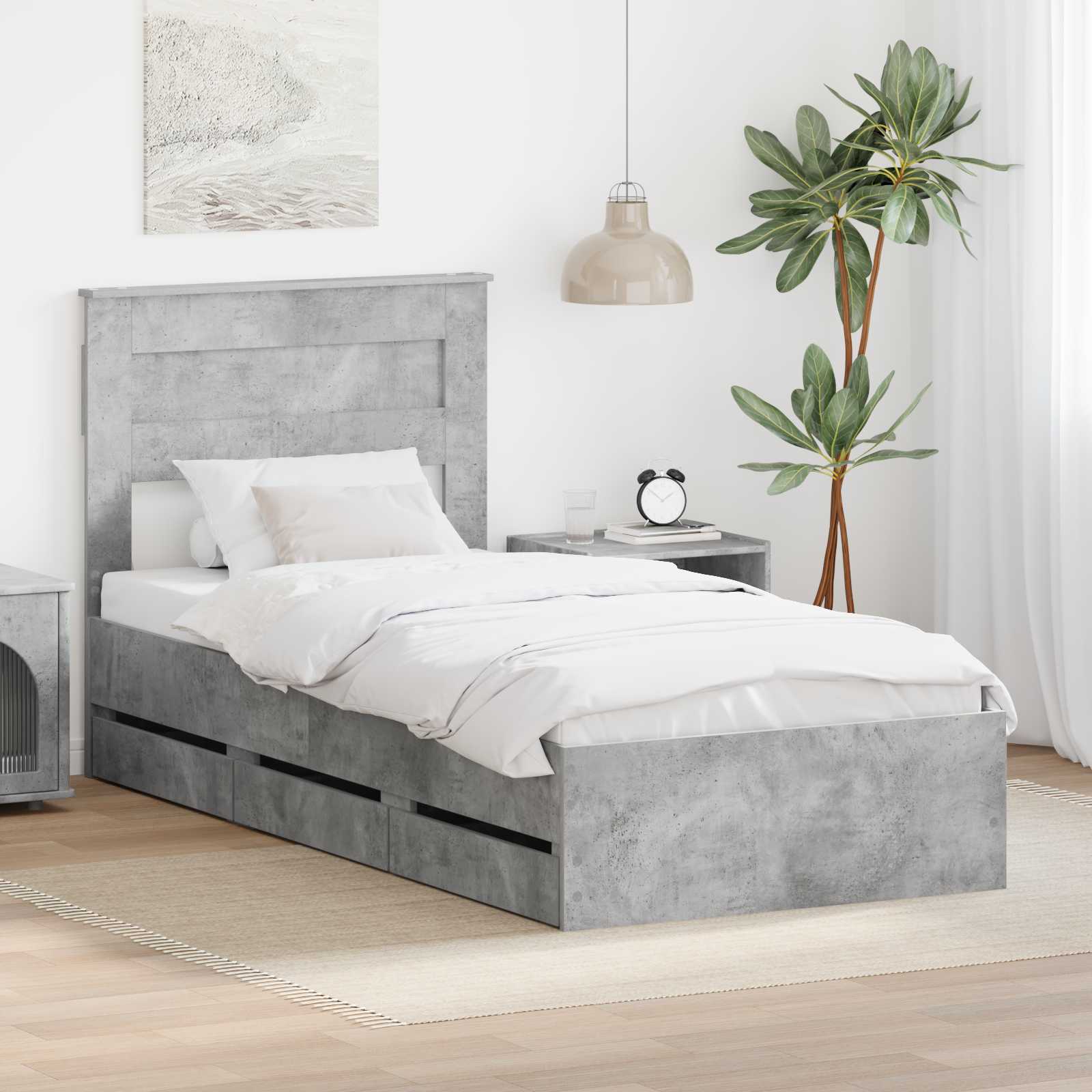 Krevetna konstrukcija s ladicama Betonski sivi 90 x 190 cm