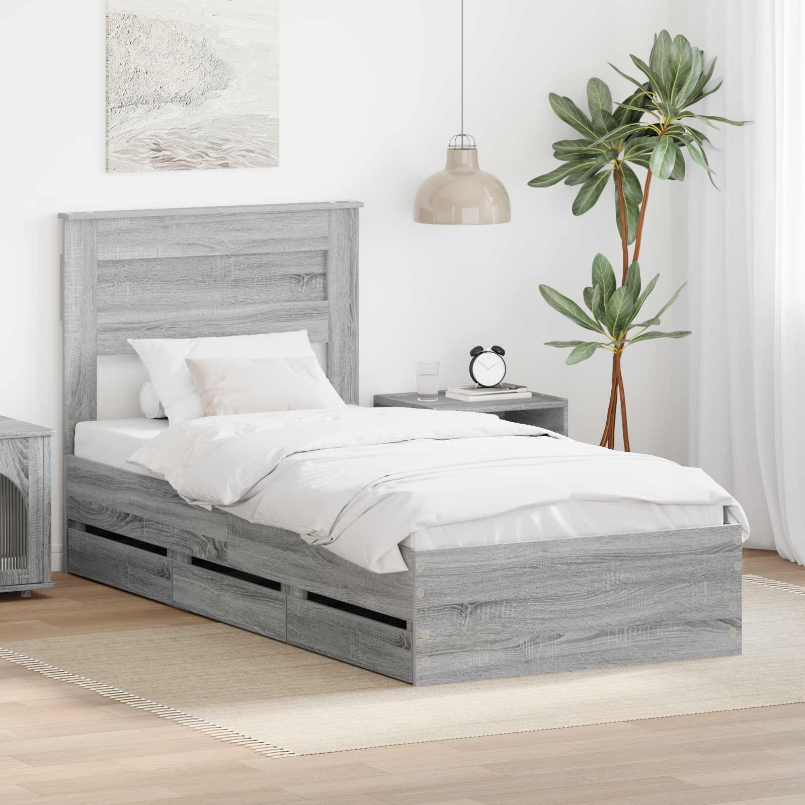 Krevetna konstrukcija Siva Sonoma 90 x 200 cm Inženjersko Drvo