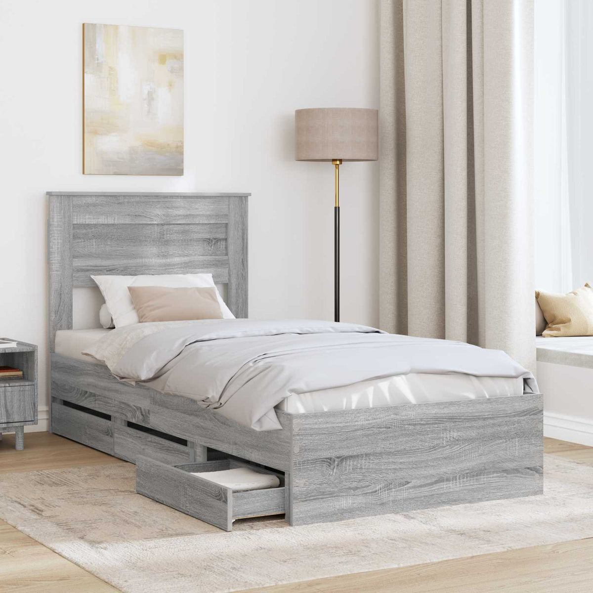 Krevetna konstrukcija Siva Sonoma 75 x 190 cm Inženjersko Drvo