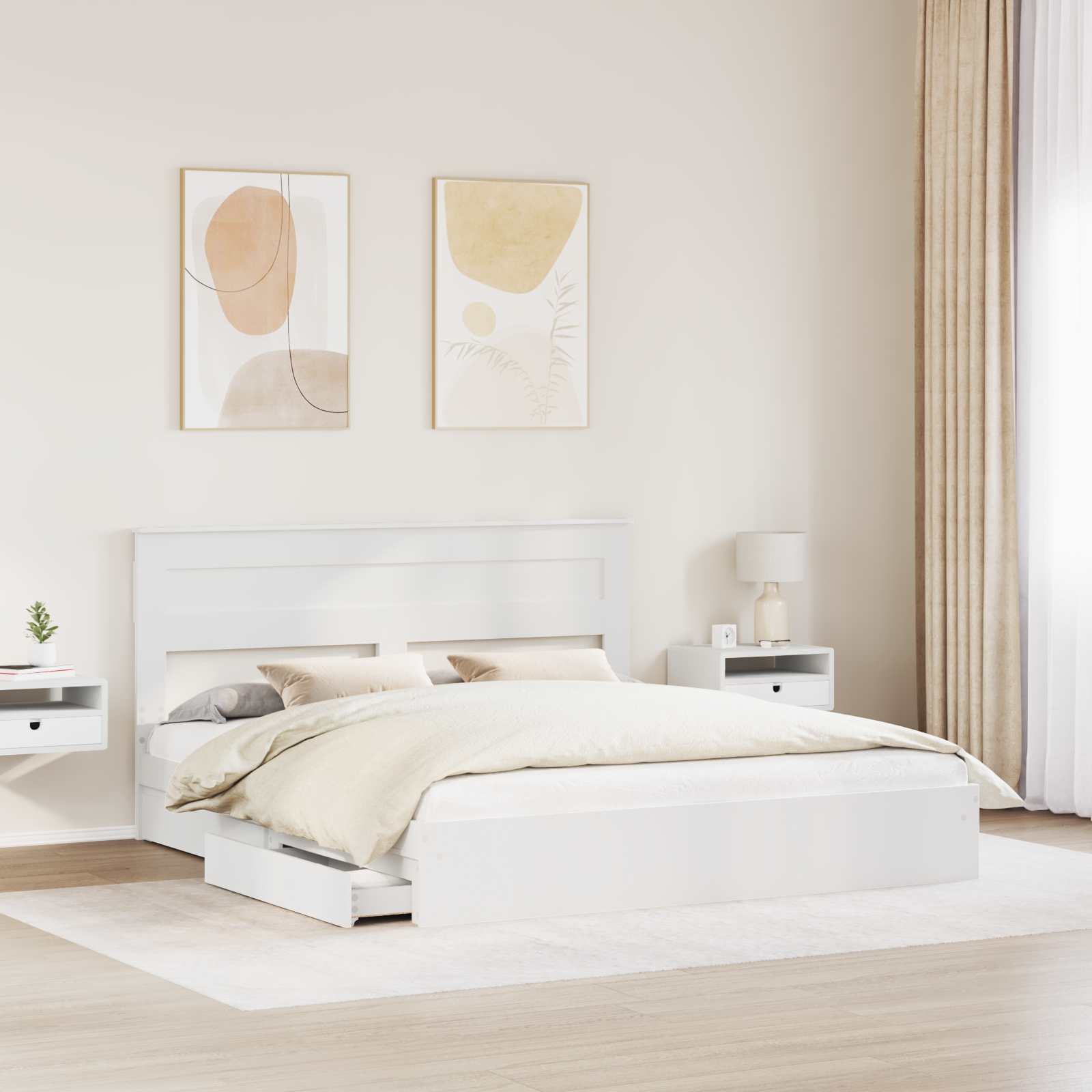 Krevet s od storage Bijelo 180 x 200 cm Konstruirano drvo