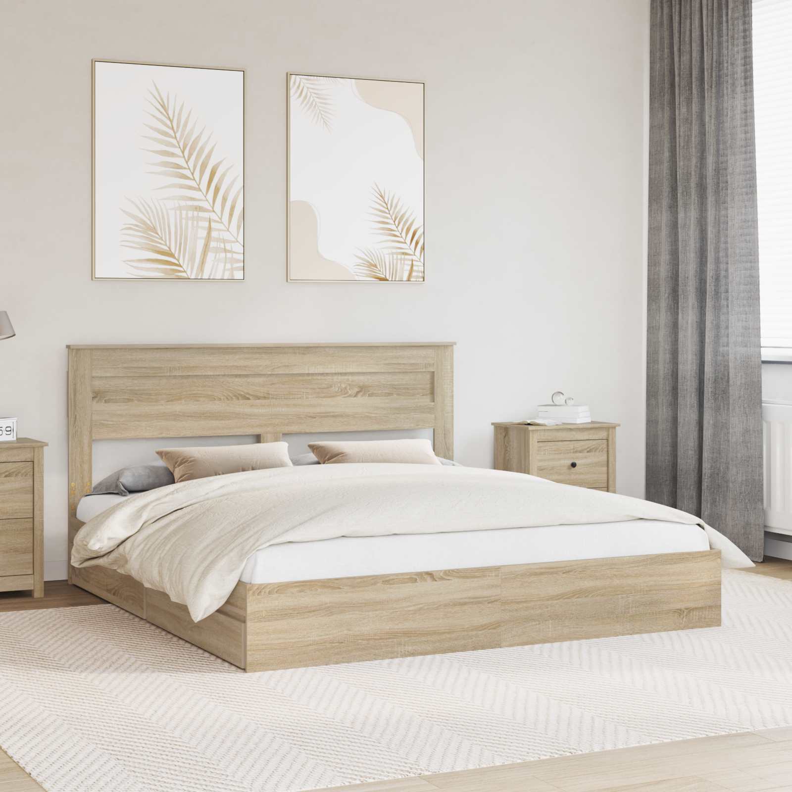 Krevet s od storage Sonoma hrast 180 x 200 cm Konstruirano drvo