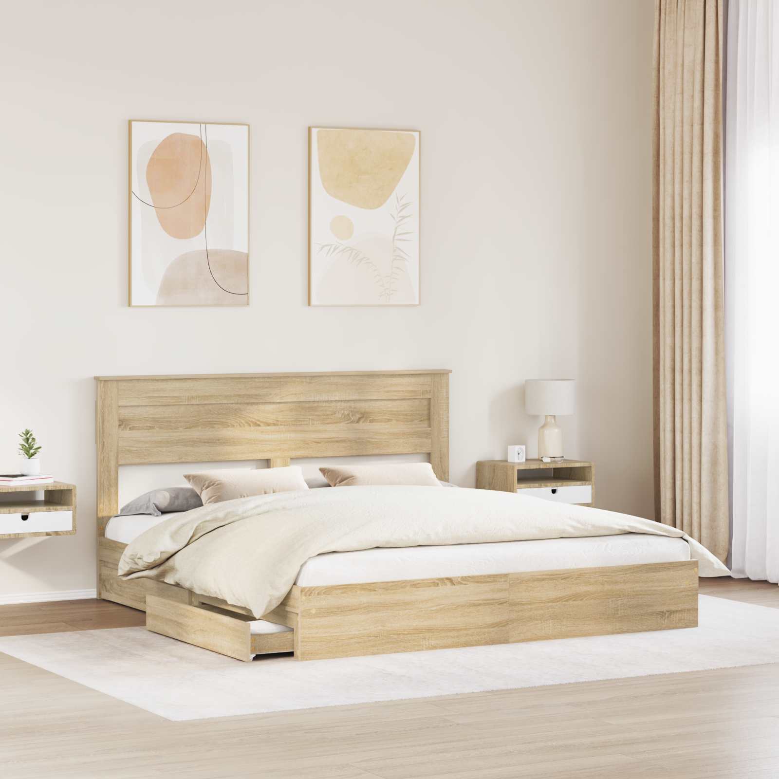 Krevet s od storage Sonoma hrast 180 x 200 cm Konstruirano drvo