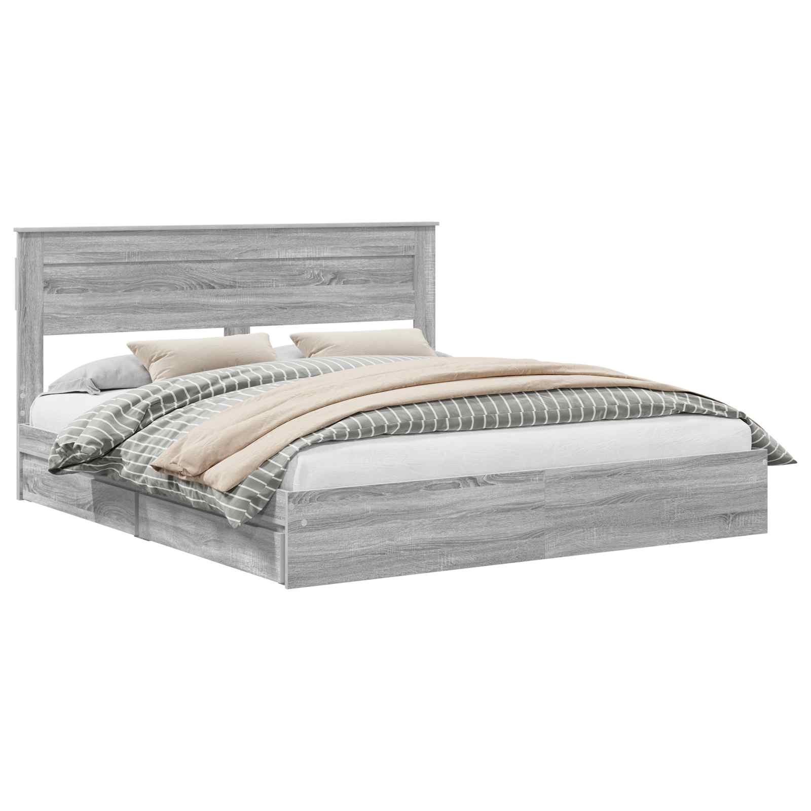 Krevet s od storage Siva Sonoma 180 x 200 cm Konstruirano drvo