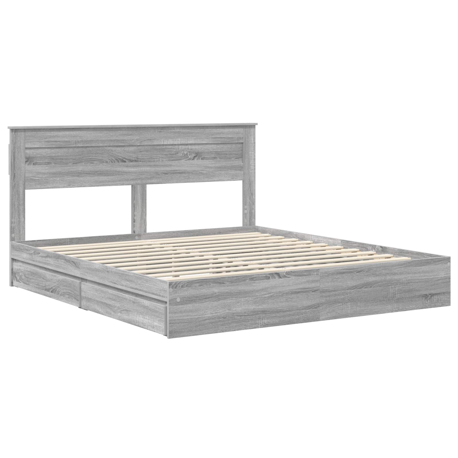 Krevet s od storage Siva Sonoma 180 x 200 cm Konstruirano drvo
