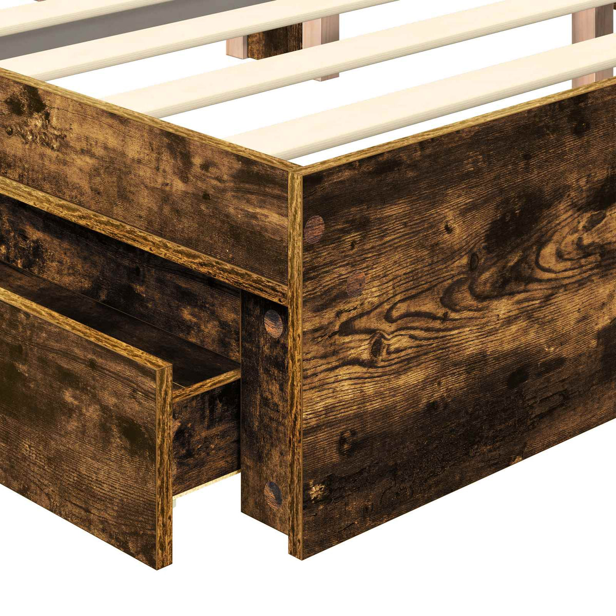 Krevet s od storage s ladicama Dimljeni hrast 160 x 200 cm