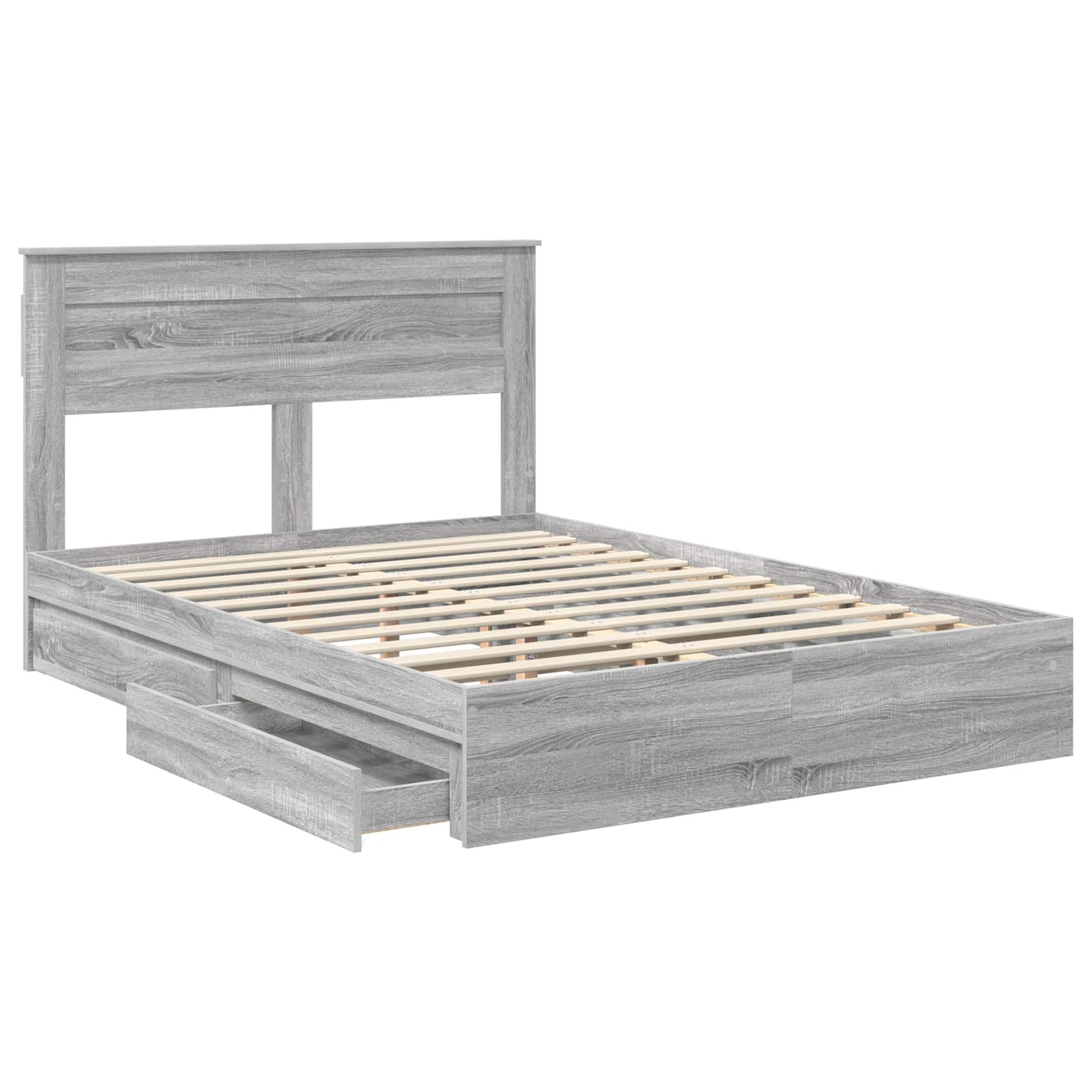 Krevet s od storage Siva Sonoma 160 x 200 cm Konstruirano drvo