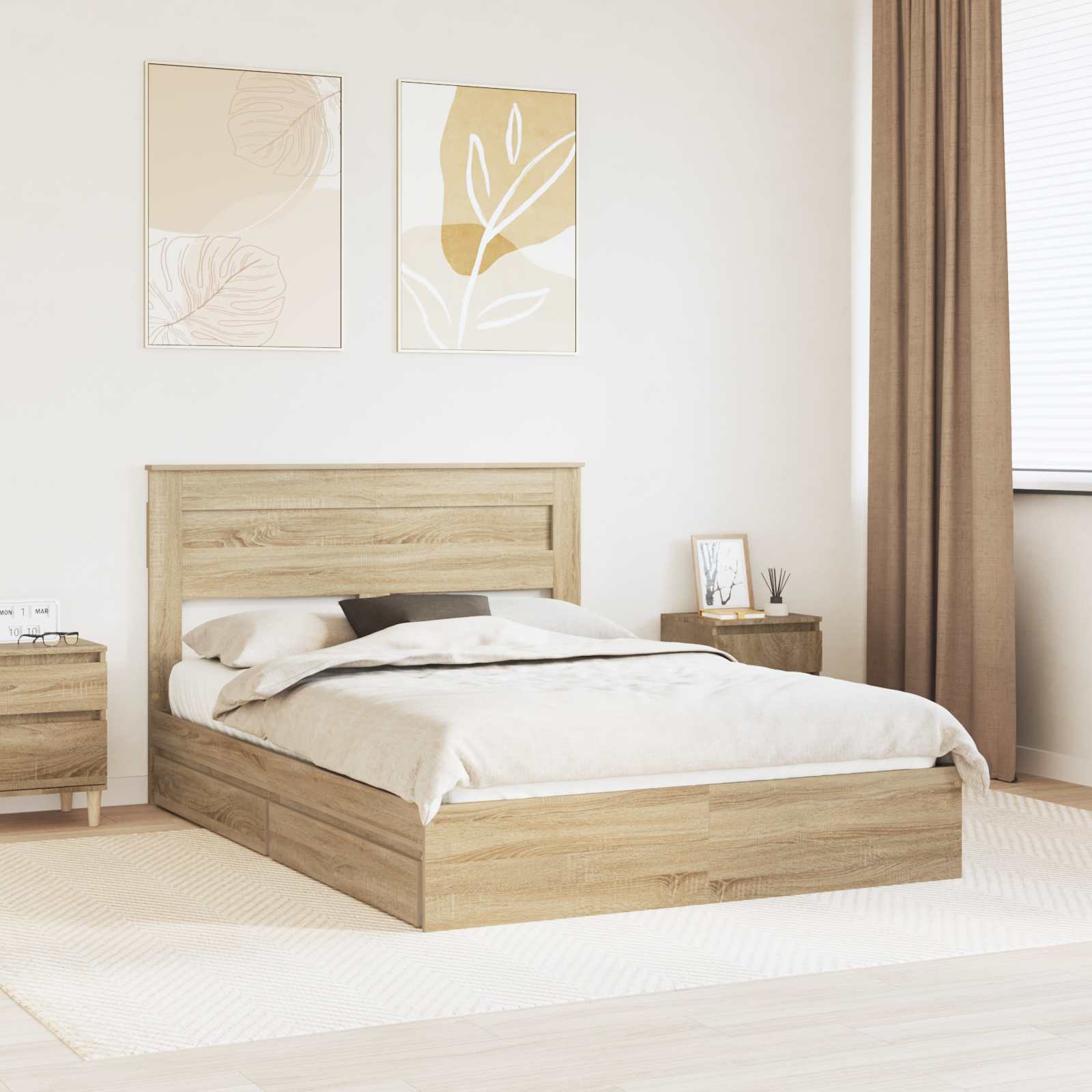 Krevet s od storage Sonoma hrast 140 x 200 cm Konstruirano drvo