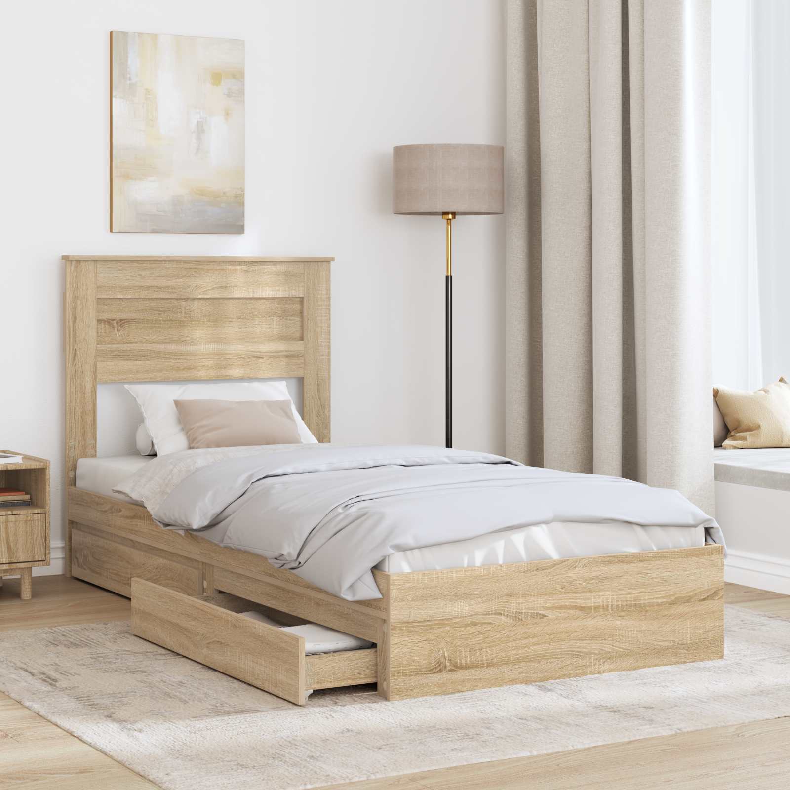 Krevet s od storage Sonoma hrast 100 x 200 cm Konstruirano drvo