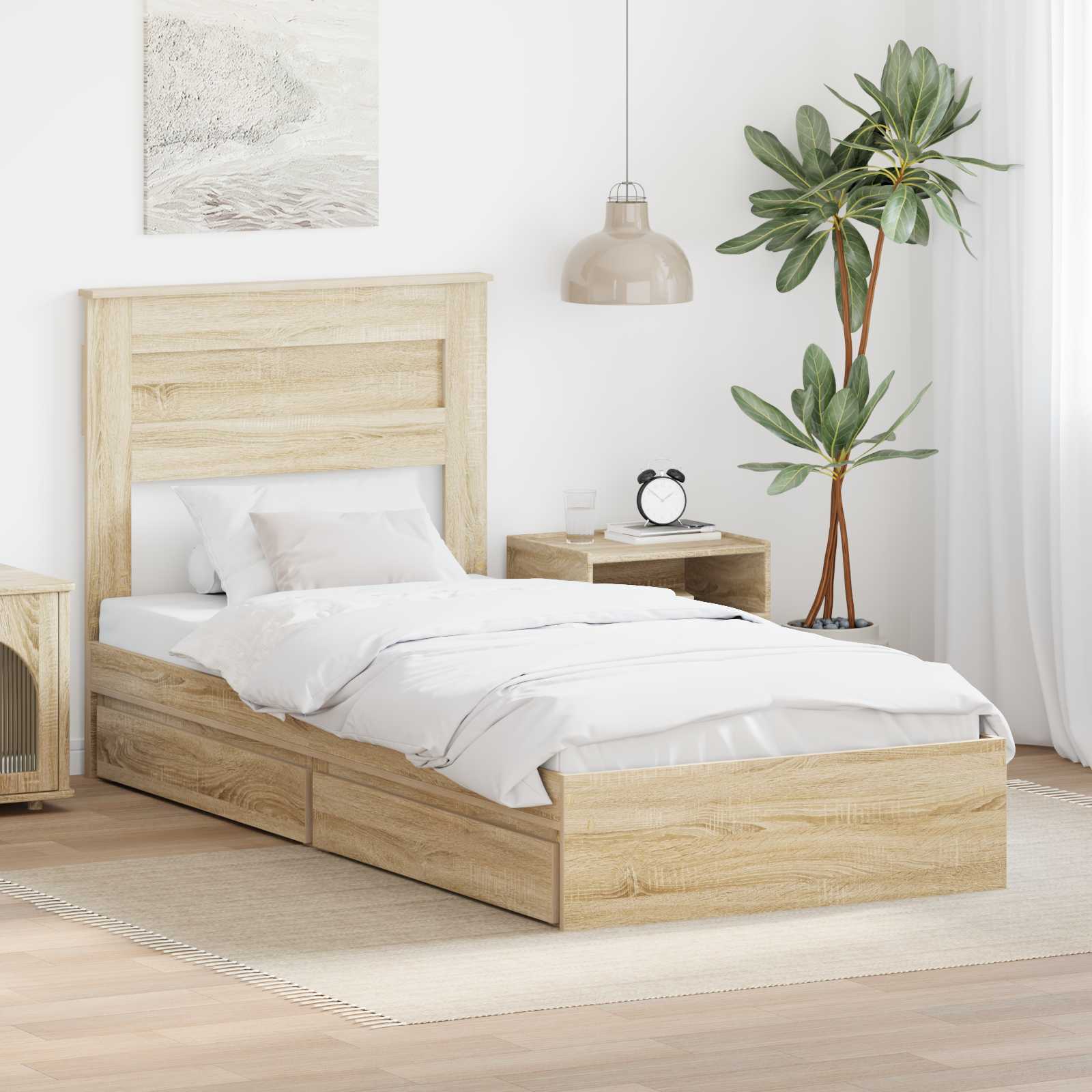 Krevet s od storage Sonoma hrast 90 x 190 cm Konstruirano drvo