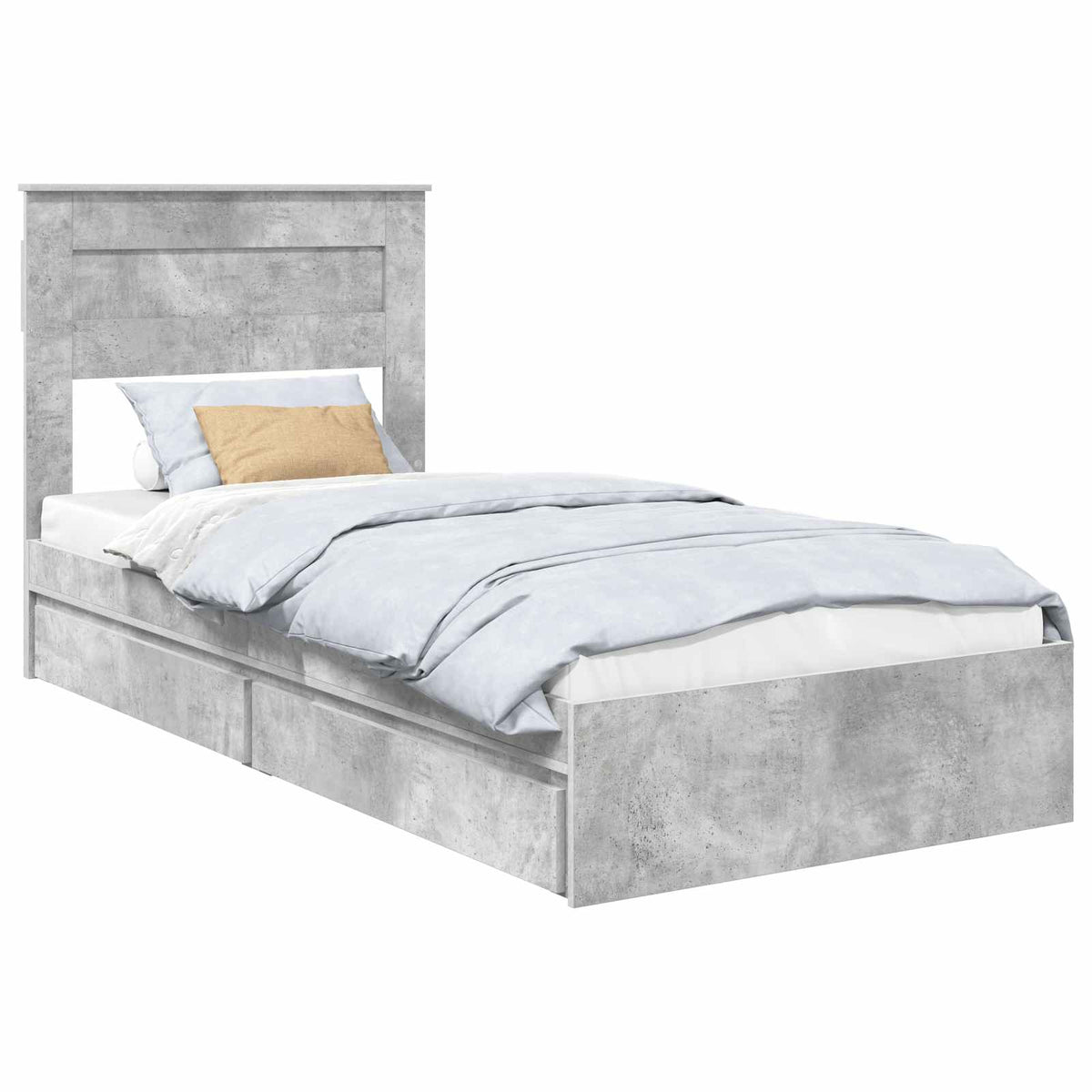 Krevet s od storage Betonski sivi 90 x 190 cm Konstruirano drvo