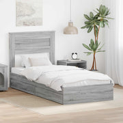 Krevet s od storage Siva Sonoma 90 x 200 cm Konstruirano drvo