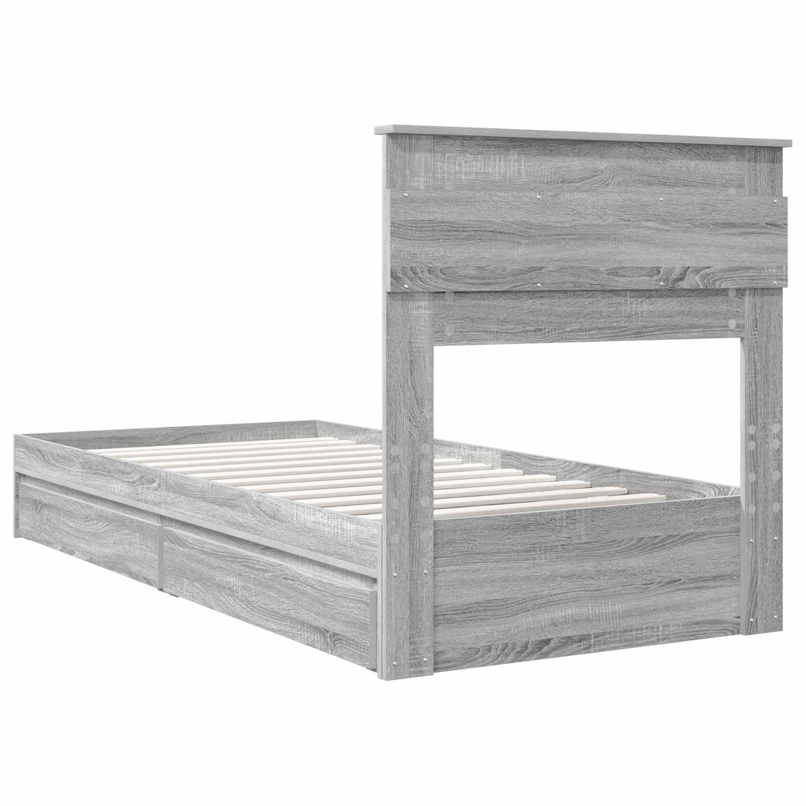 Krevet s od storage Siva Sonoma 90 x 200 cm Konstruirano drvo