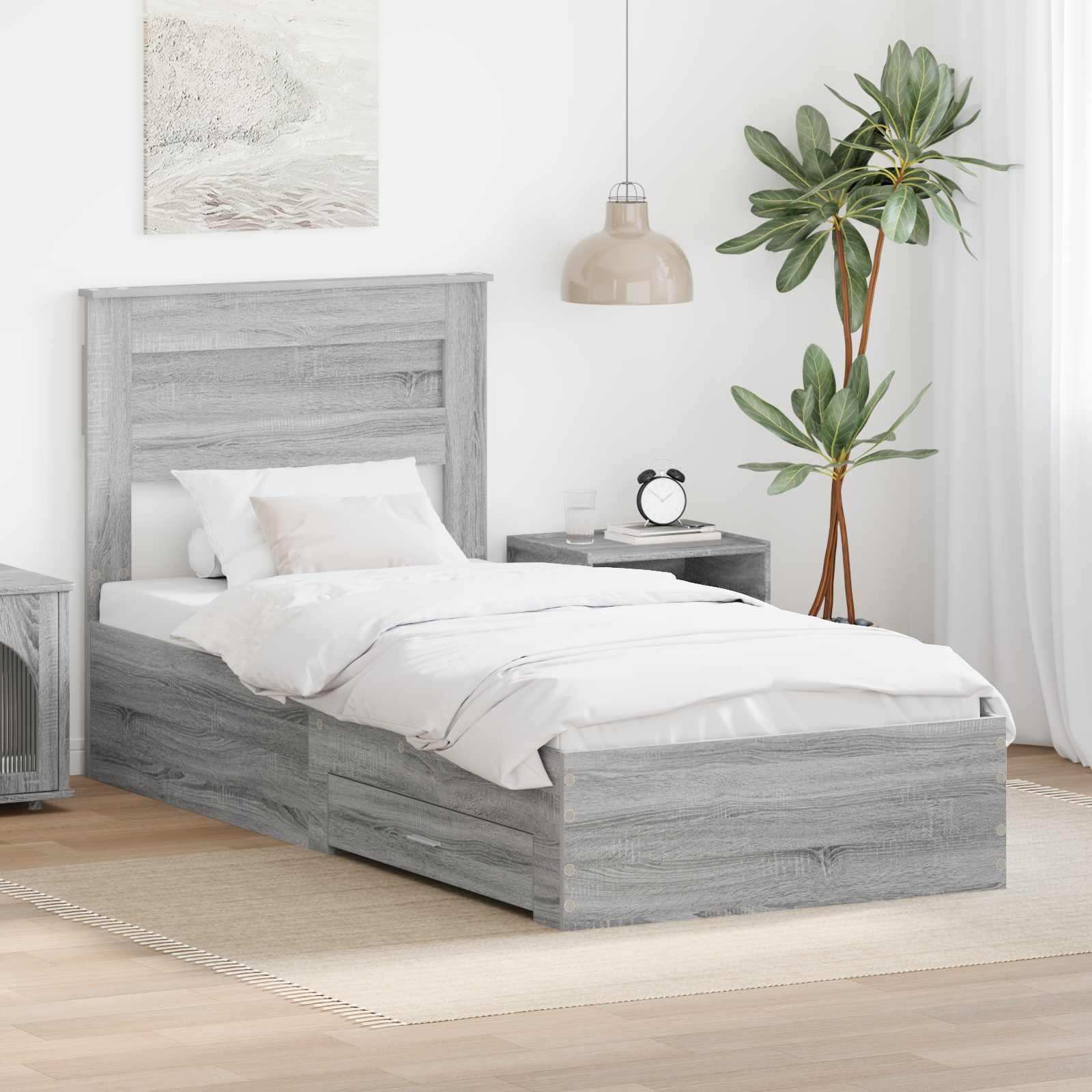Krevetna konstrukcija Siva Sonoma 90 x 190 cm Konstruirano drvo