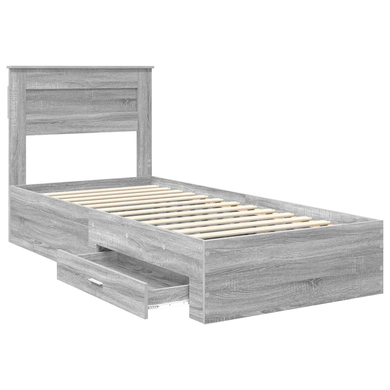Krevetna konstrukcija Siva Sonoma 90 x 190 cm Konstruirano drvo