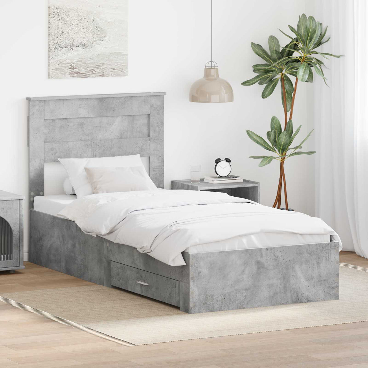 Krevetna konstrukcija Betonski sivi i srebrna 75 x 190 cm