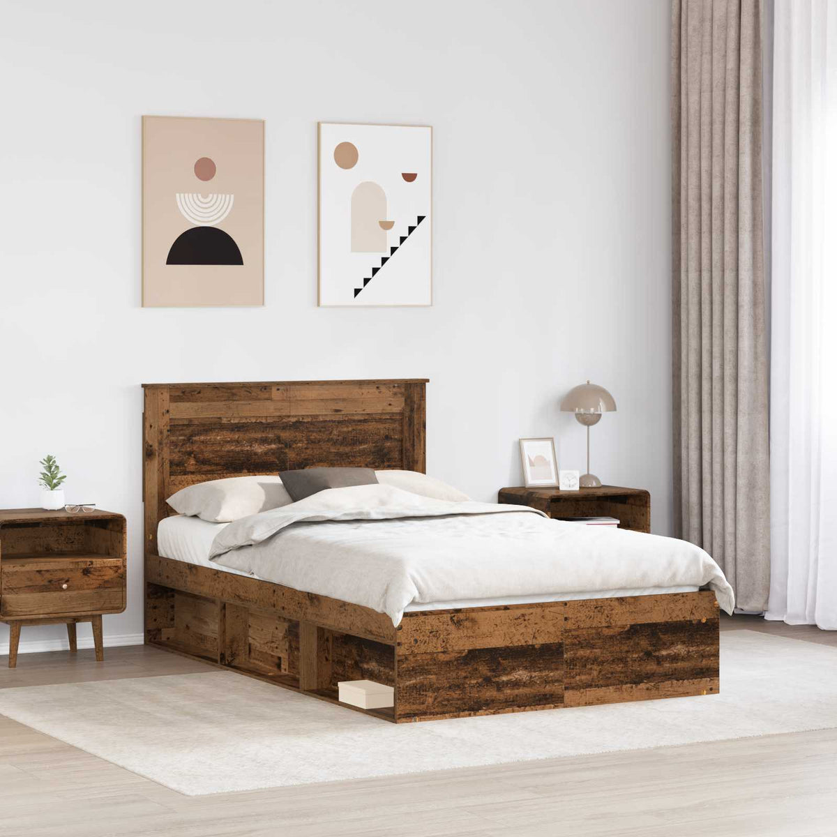 Krevetna konstrukcija s uzglavljem Staro drvo 120 x 200 cm