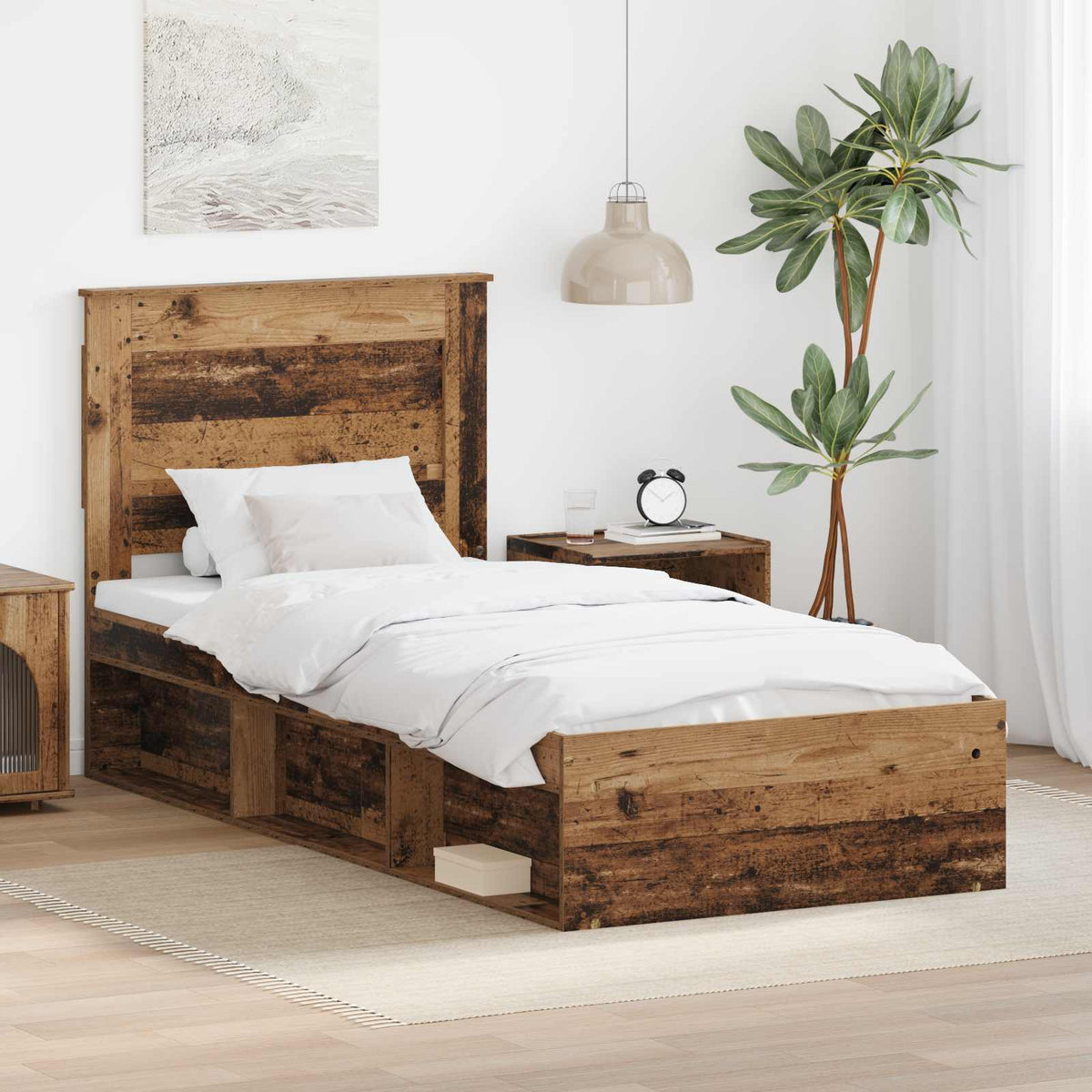 Krevetna konstrukcija Staro drvo 90 x 190 cm Čvrsto borovo drvo