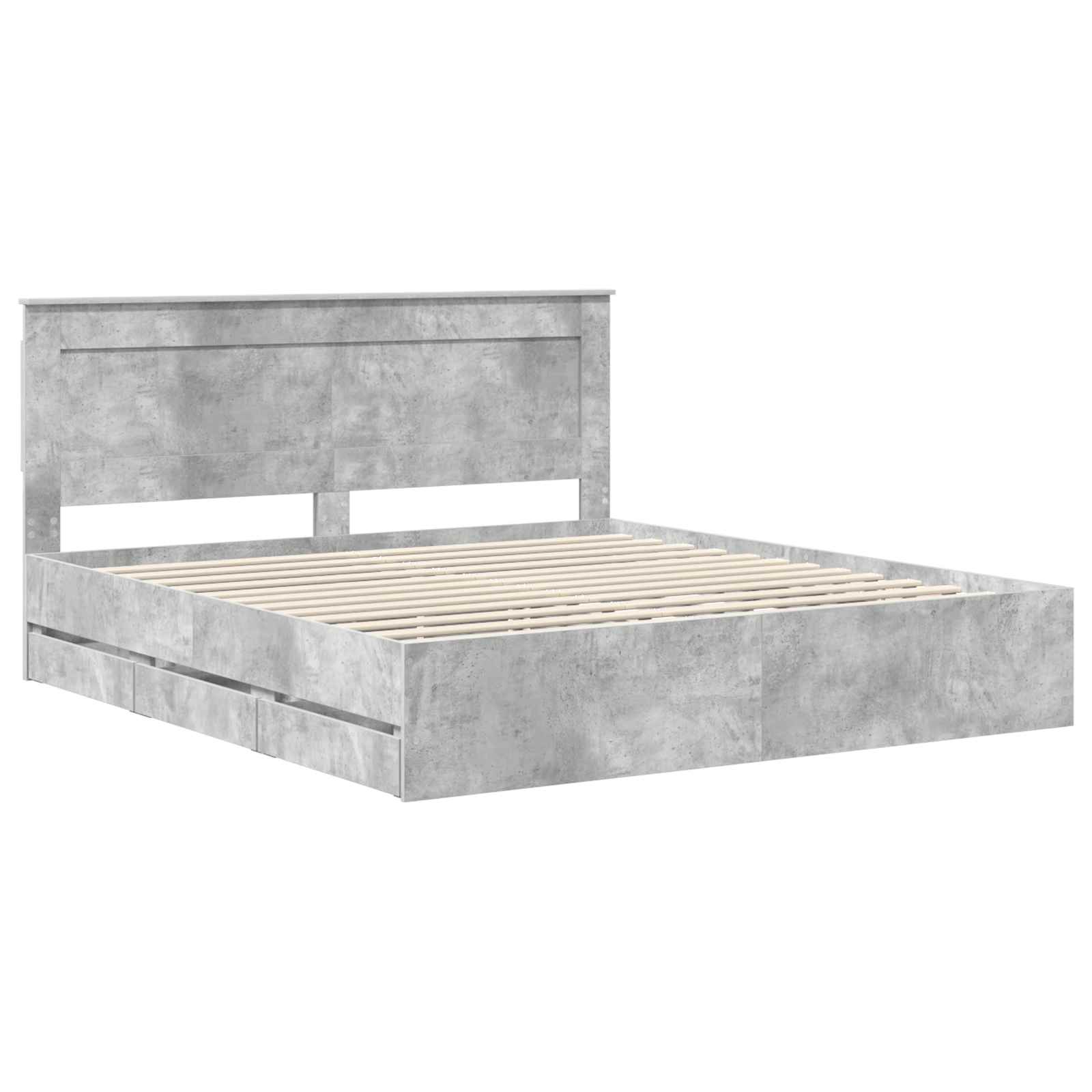 Krevetna konstrukcija s ladicama Betonski sivi 200 x 200 cm