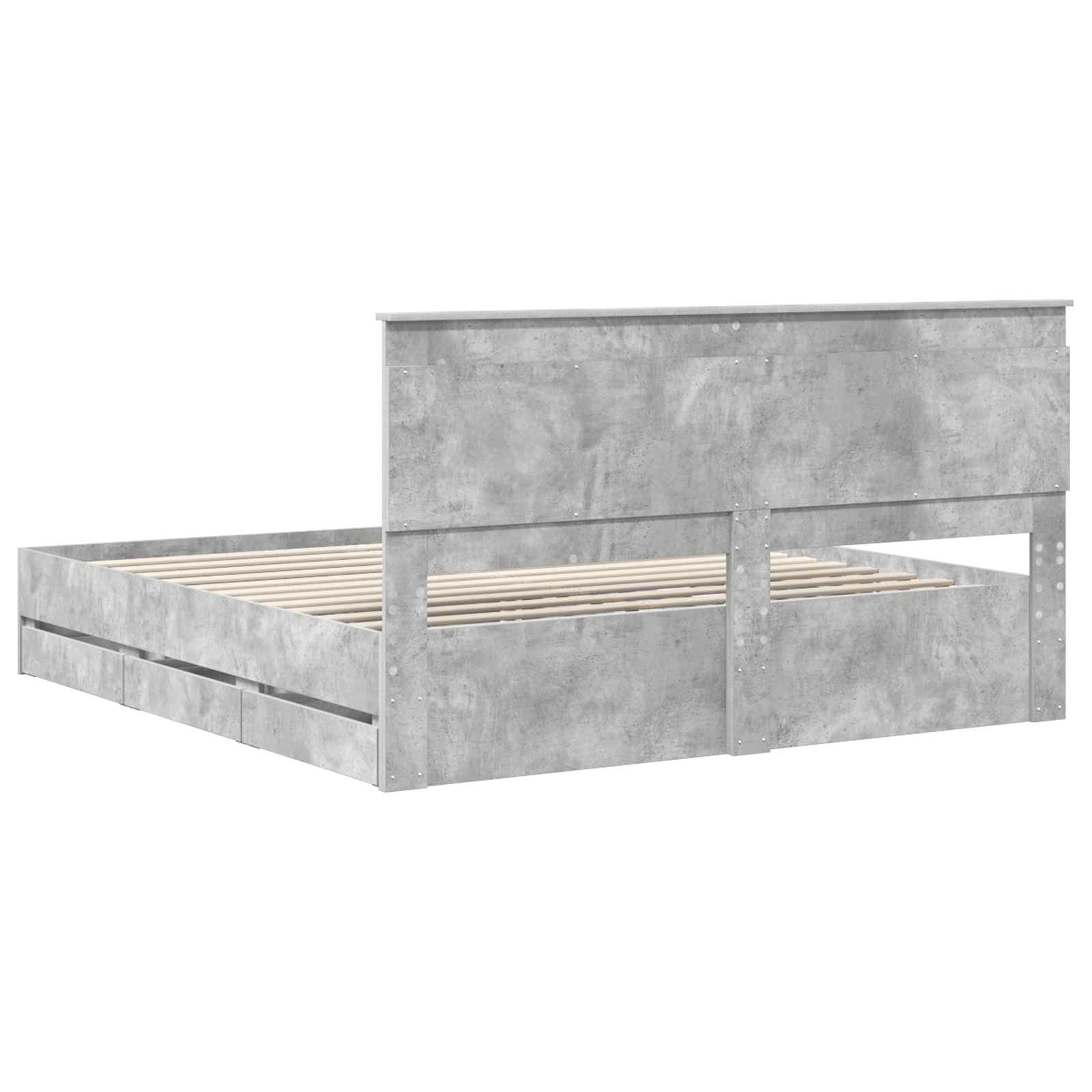 Krevetna konstrukcija s ladicama Betonski sivi 200 x 200 cm