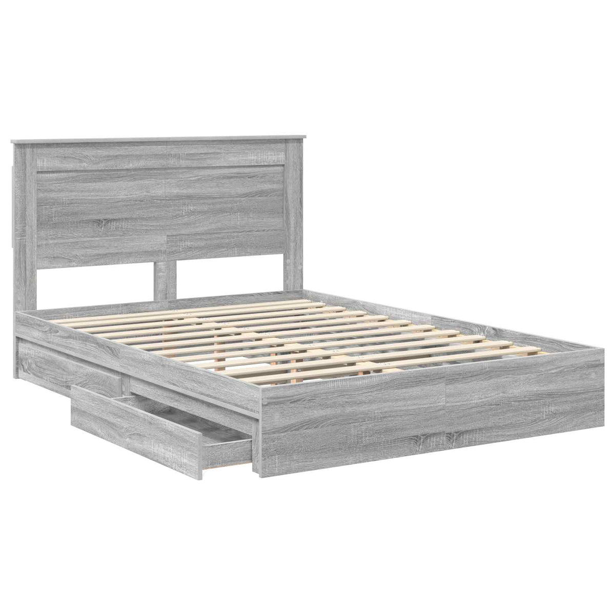 Krevet s od storage Siva Sonoma 140 x 200 cm Konstruirano drvo
