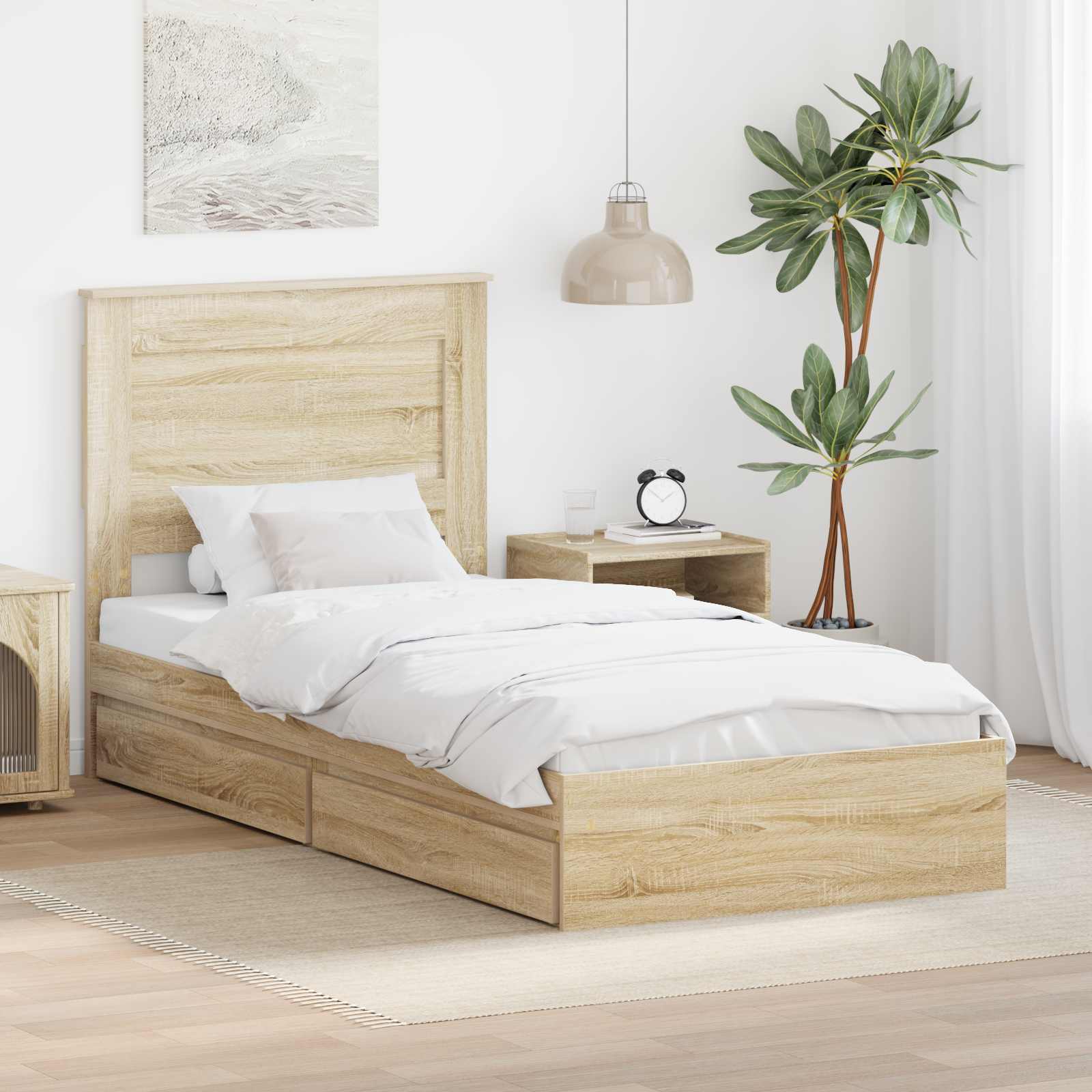 Krevet s od storage Sonoma hrast 100 x 200 cm Konstruirano drvo