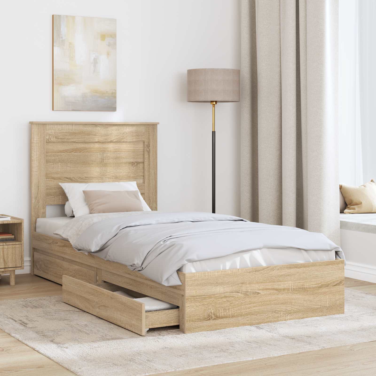 Krevet s od storage Sonoma hrast 100 x 200 cm Konstruirano drvo