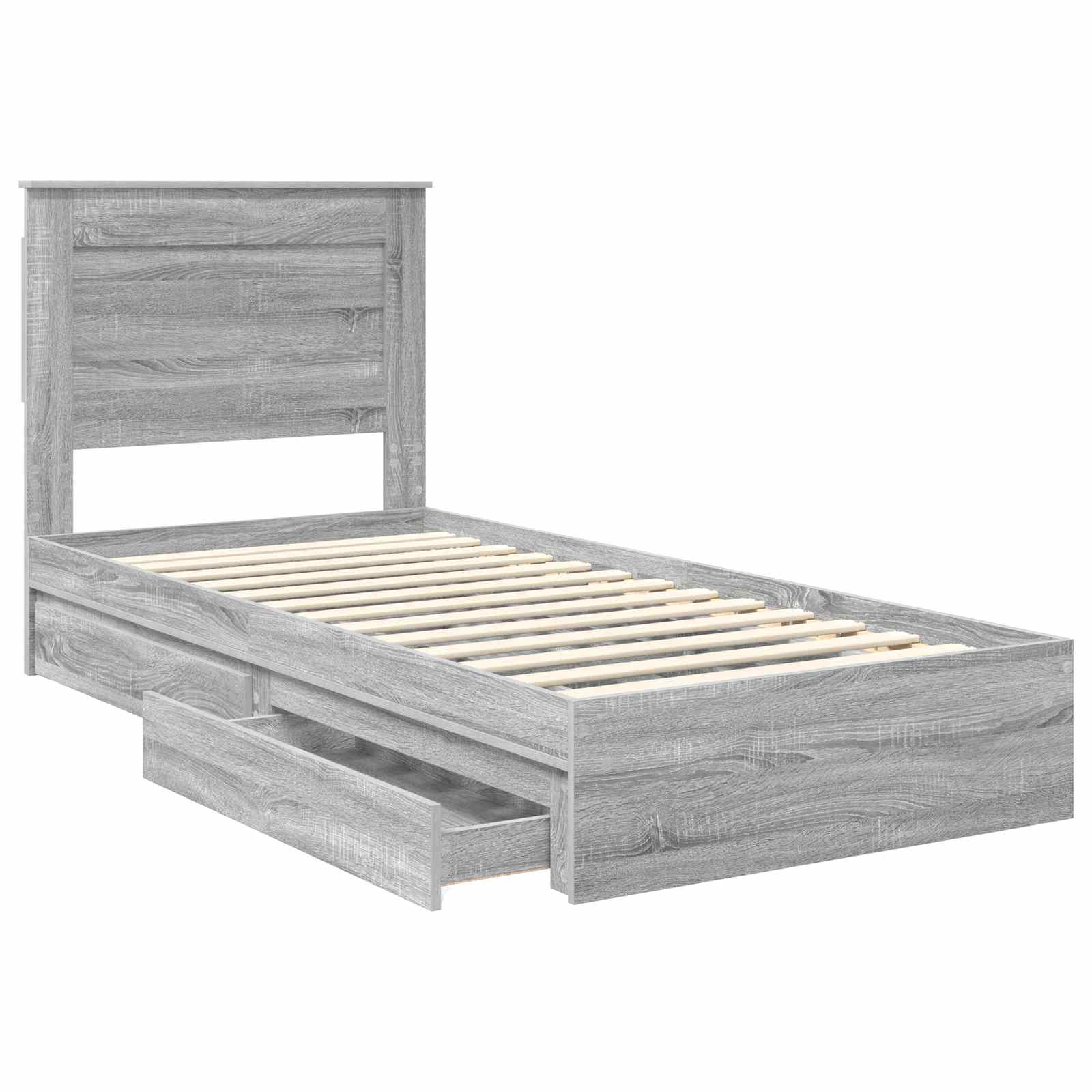 Krevet s od storage Siva Sonoma 100 x 200 cm Konstruirano drvo