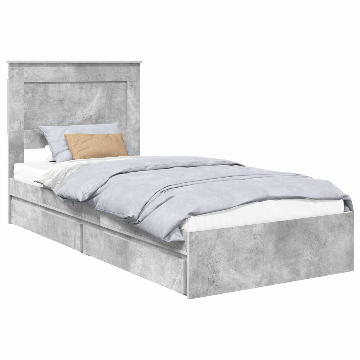 Krevet s od storage Betonski sivi 90 x 190 cm Konstruirano drvo