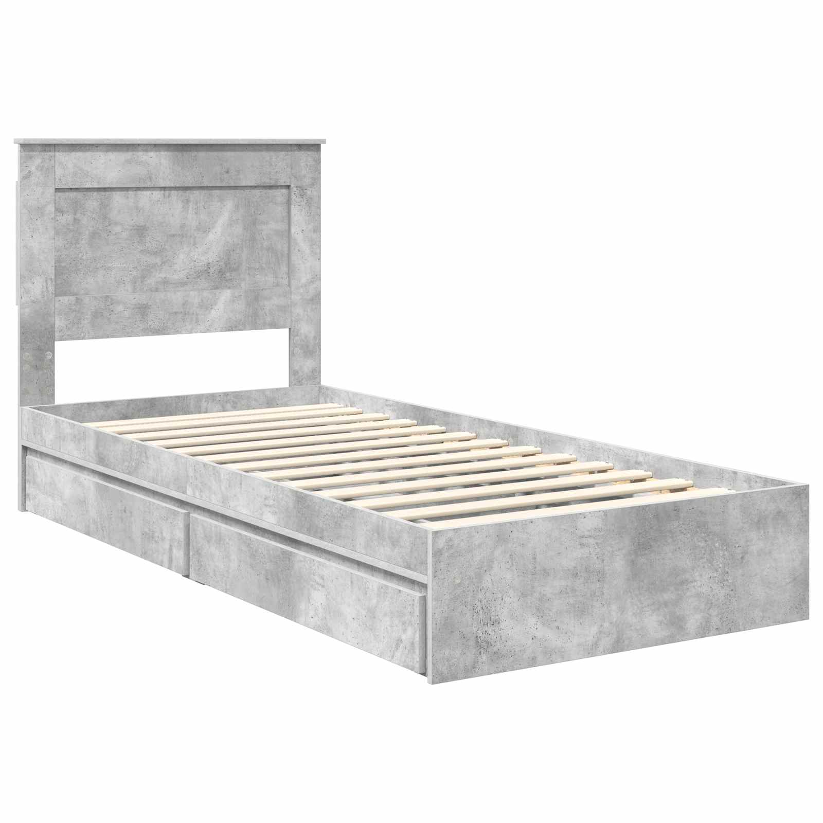 Krevet s od storage Betonski sivi 90 x 190 cm Konstruirano drvo