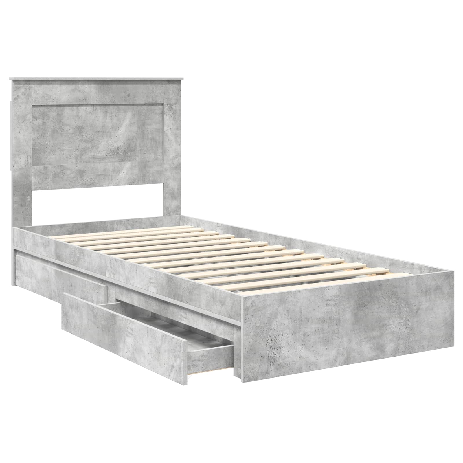 Krevet s od storage Betonski sivi 90 x 190 cm Konstruirano drvo