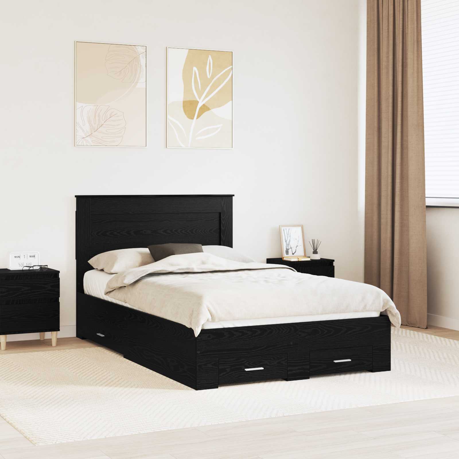 Krevetna konstrukcija Crni hrast 120 x 190 cm Konstruirano drvo