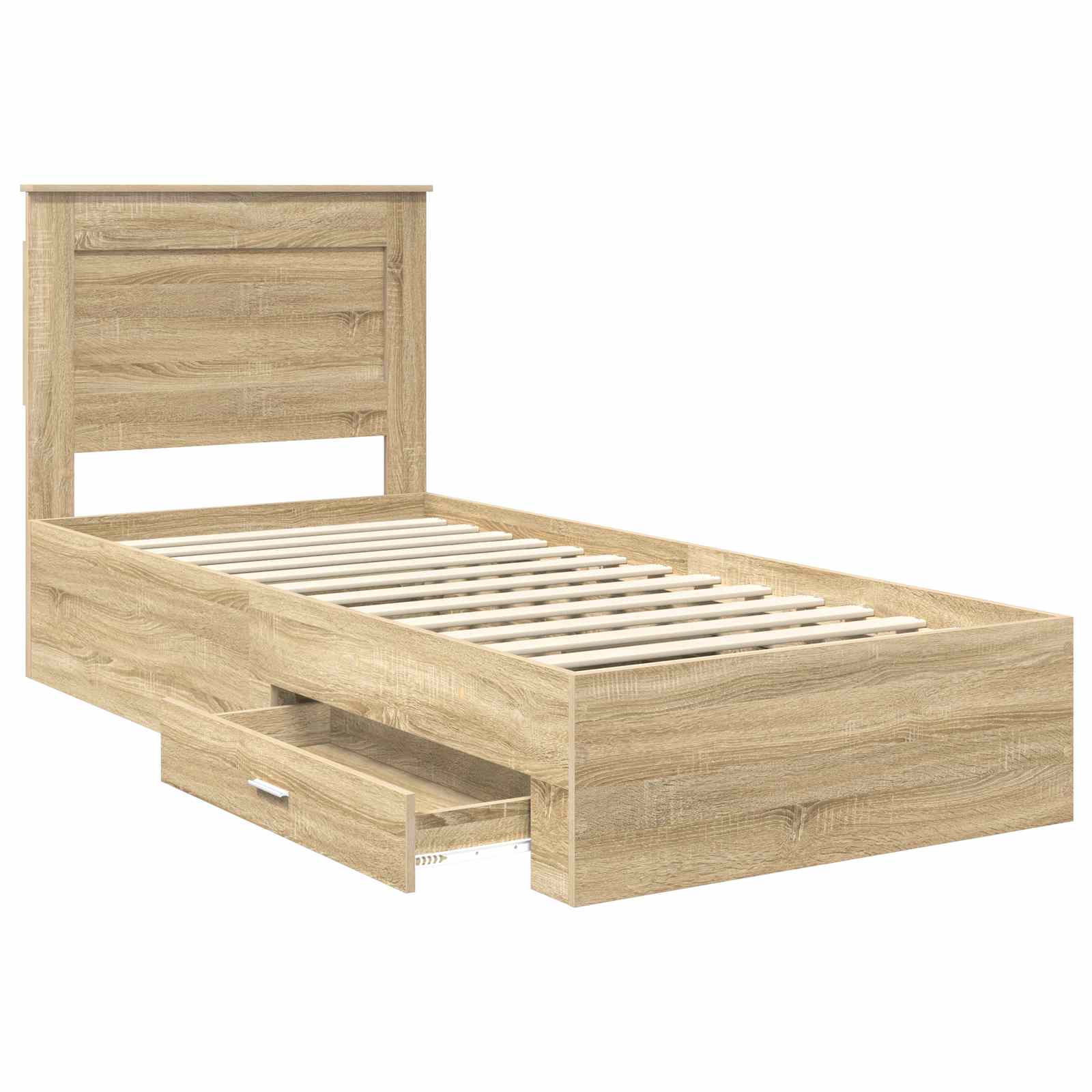 Krevetna konstrukcija Sonoma hrast i srebrna 75 x 190 cm