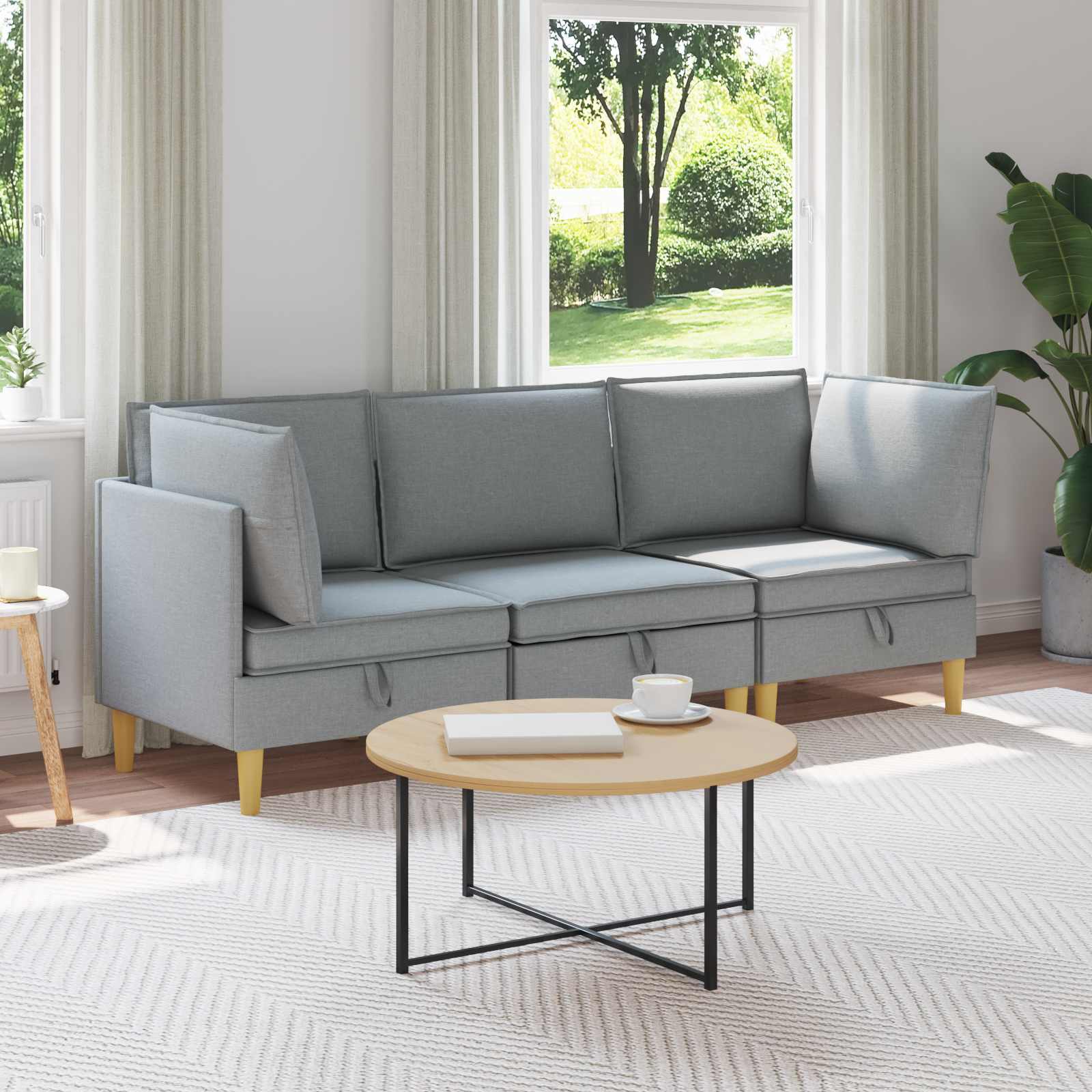 Modularni set sofe sa skladištem 3 pcs Svjetlosiva Tkanina